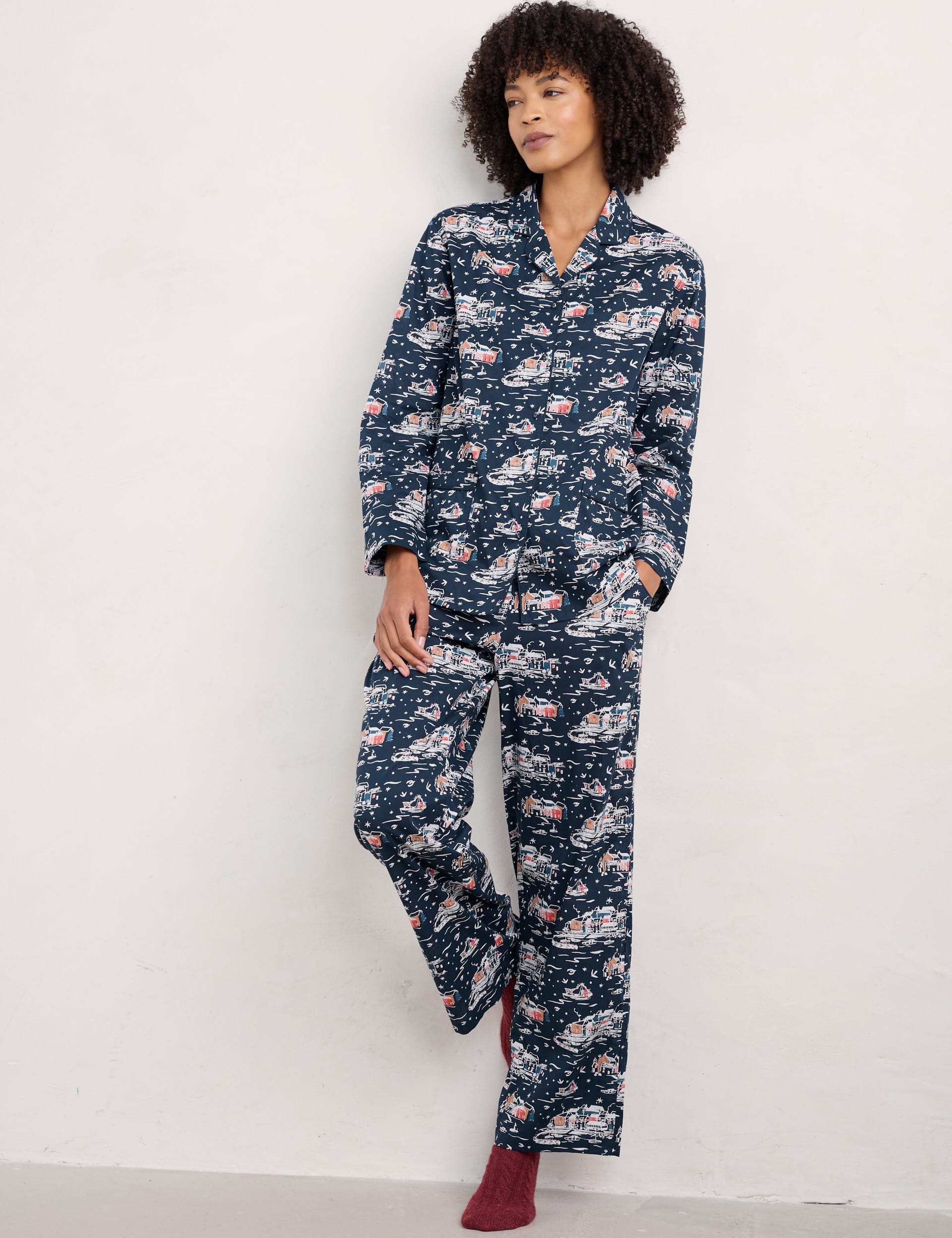 Seasalt Cornwall Women's Pure Cotton Print Pyjama Set - 16 - Navy Mix, Navy Mix