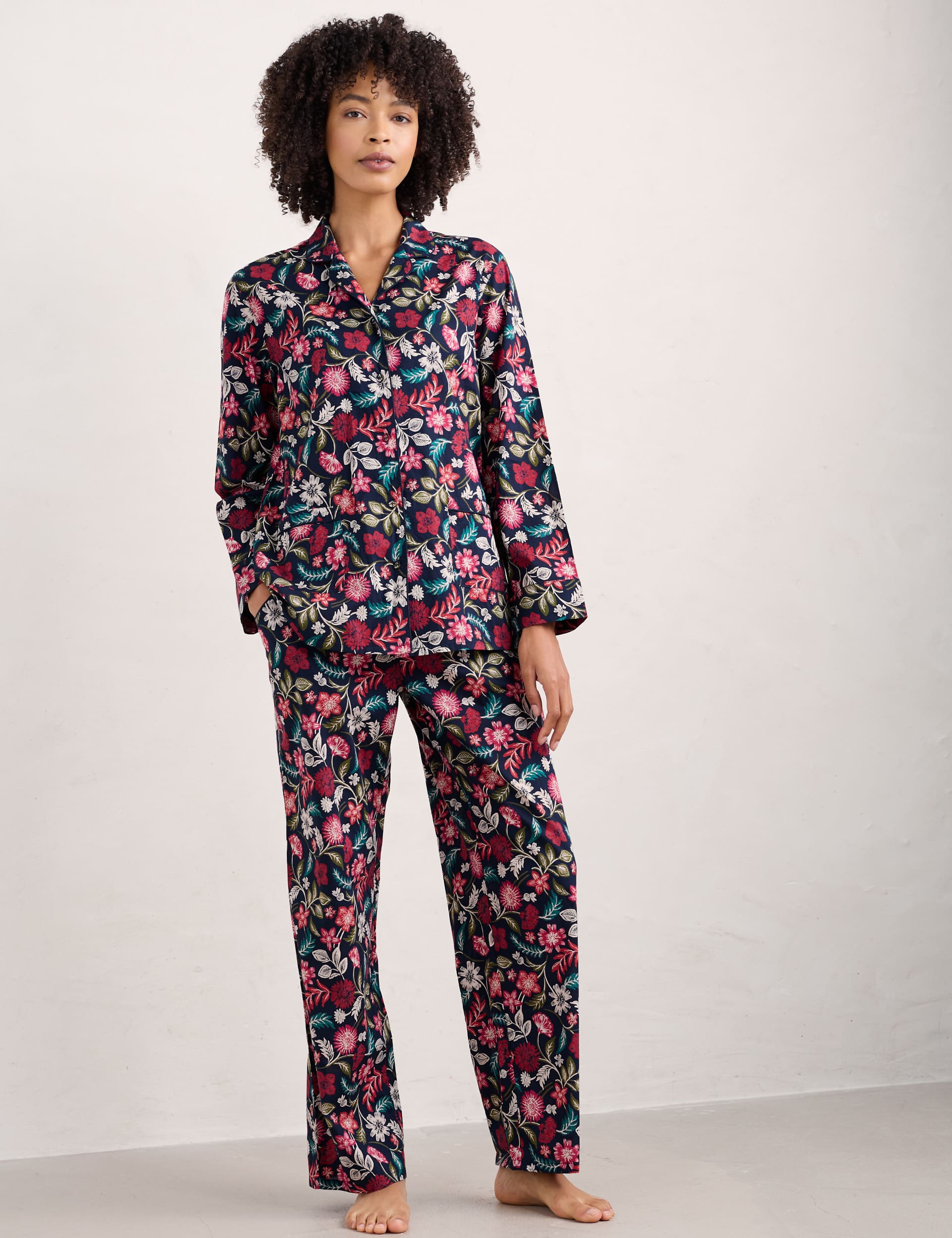 Seasalt Cornwall Women's Pure Cotton Floral Pyjamas - 10 - Multi, Multi