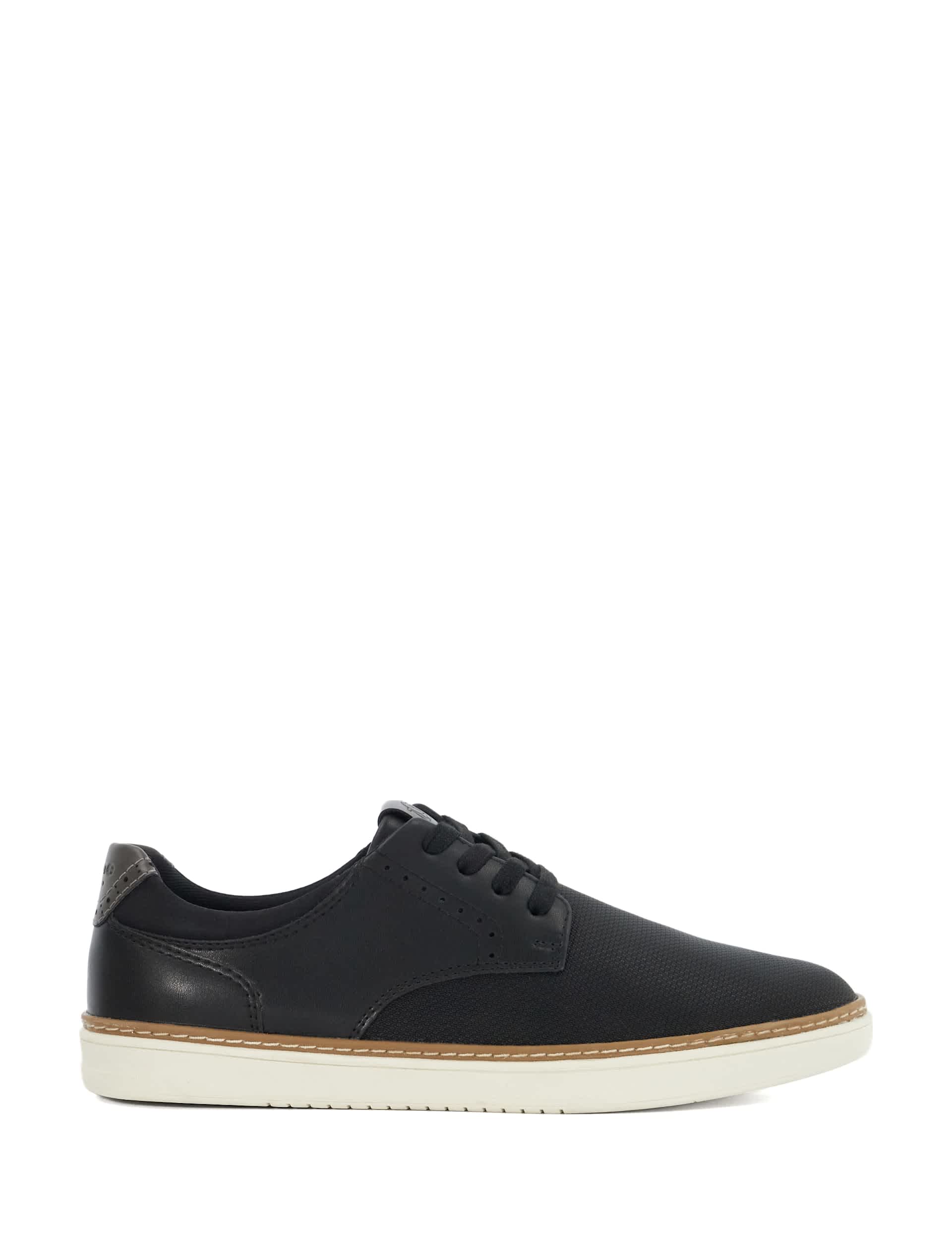 Dune London Men's Brogue Detail Lace Up Trainers - 9 - Black, Black,Navy