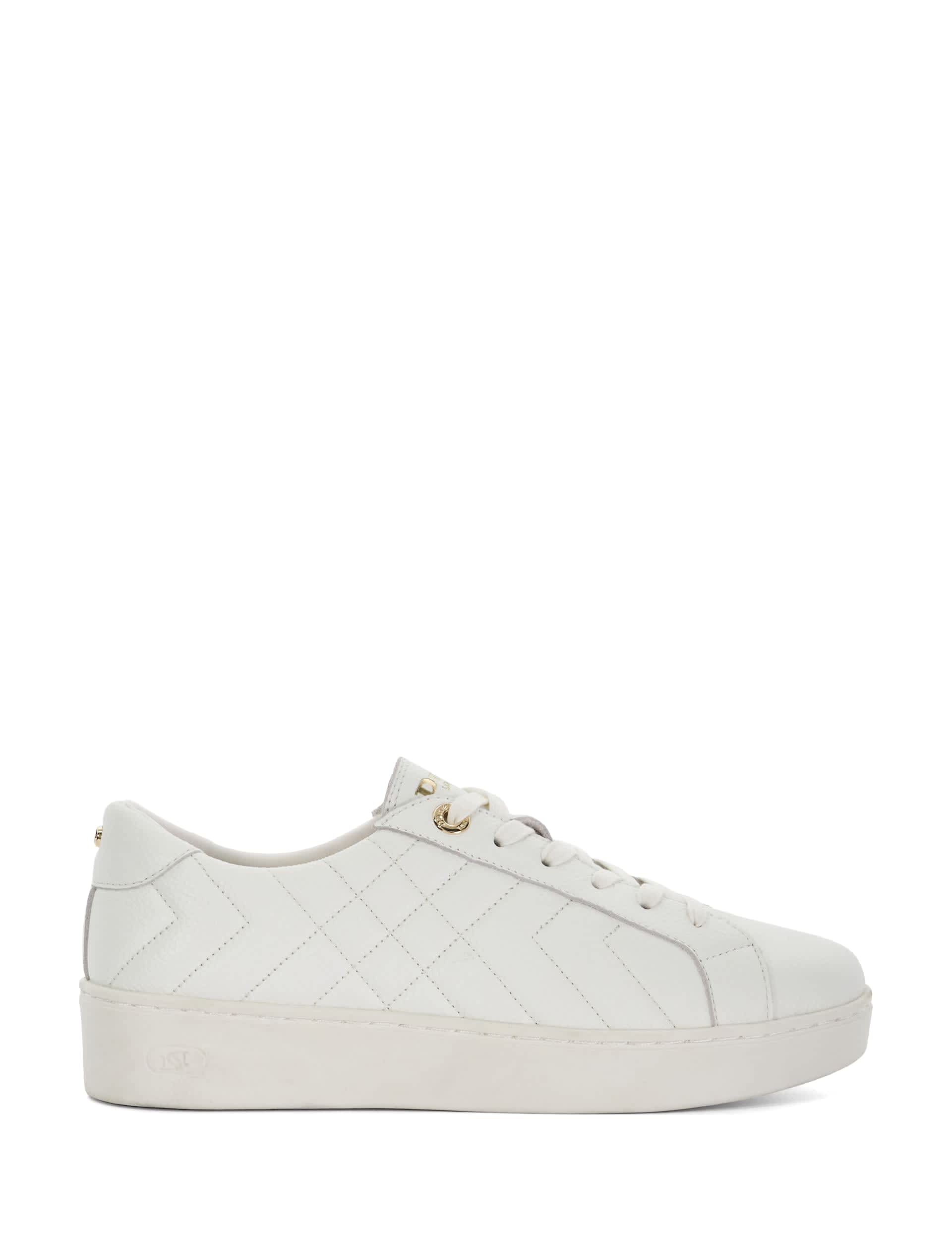 Dune London Women's Leather Quilted Trainers - 6 - White, White