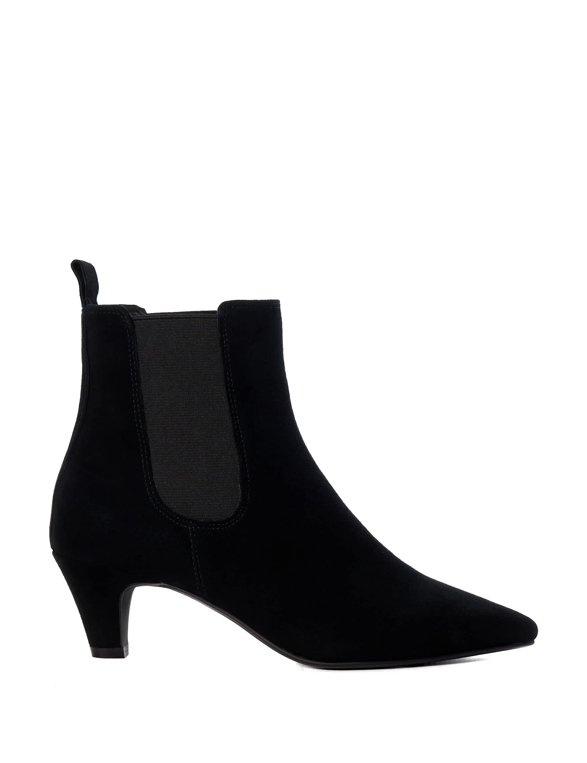 Dune London Women's Suede Chelsea Kitten Heel Ankle Boots - 4 - Black, Black