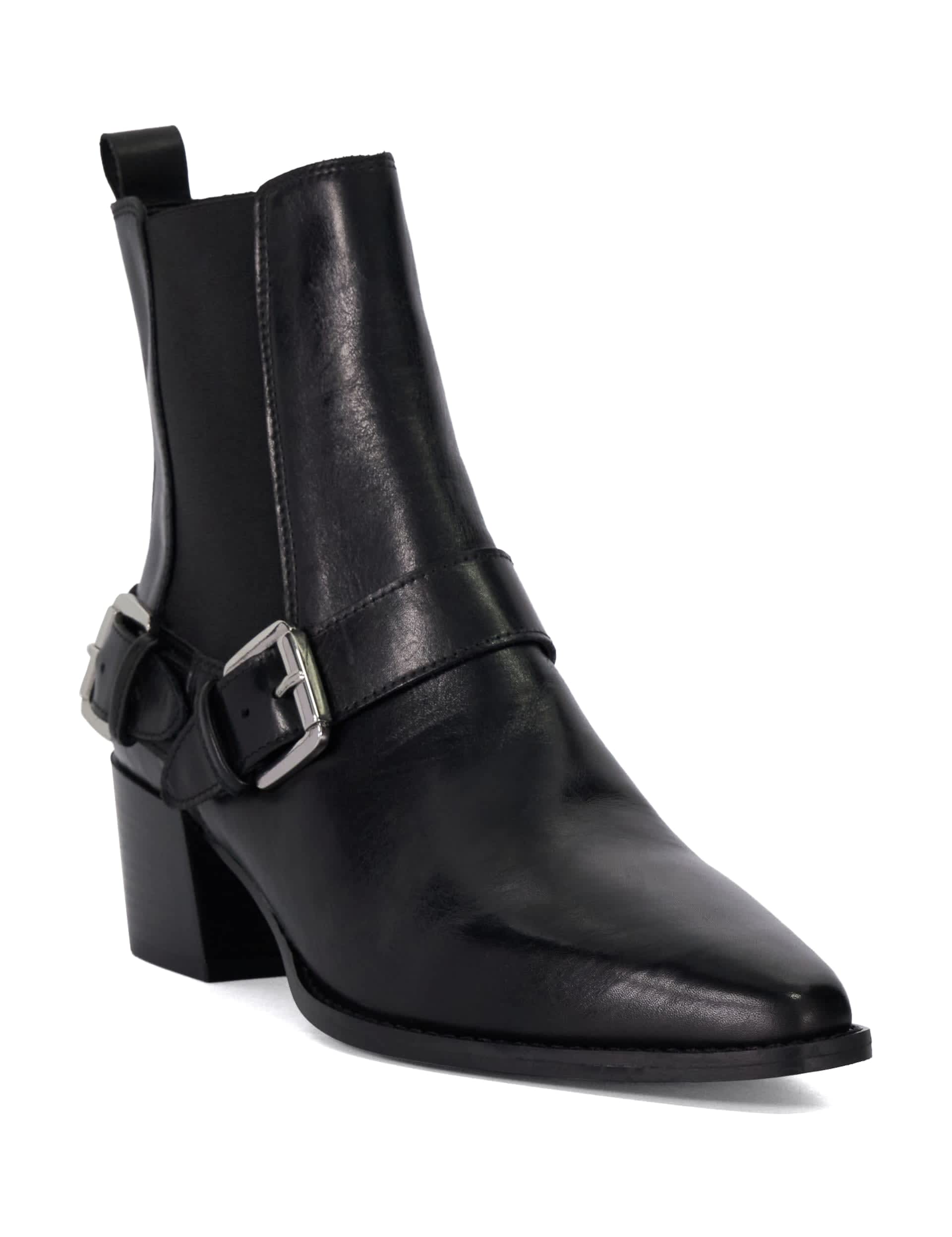 Dune London Women's Leather Block Heel Ankle Boots - 6 - Black, Black