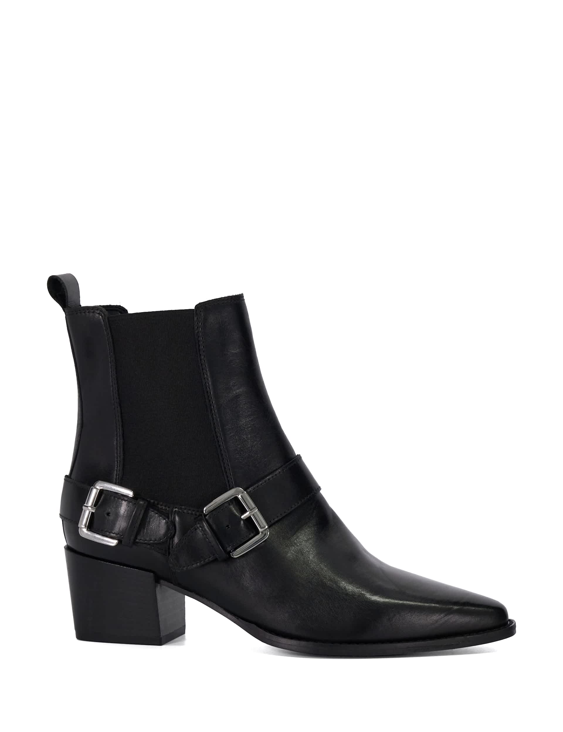 Dune London Women's Leather Block Heel Ankle Boots - 6 - Black, Black