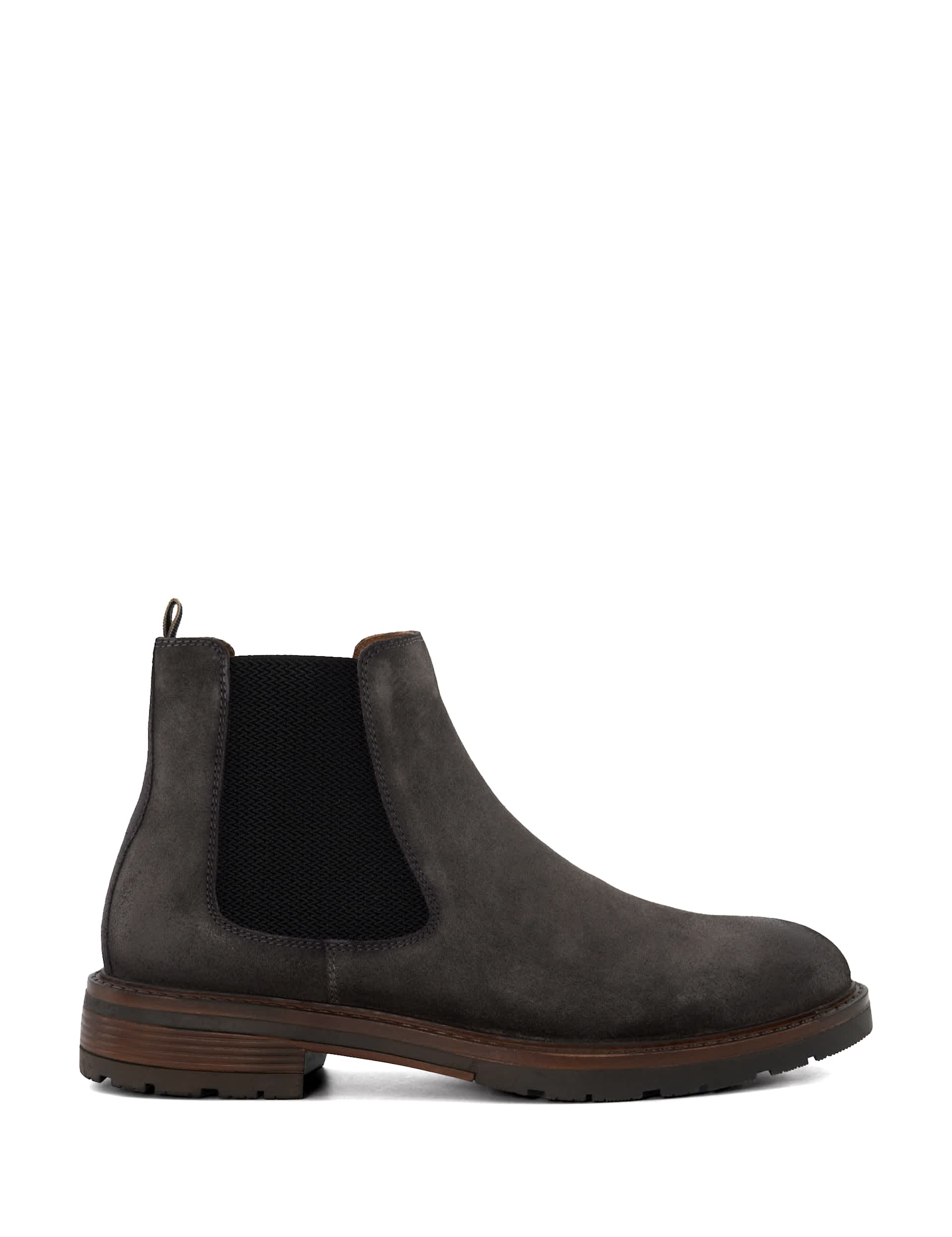 Dune London Men's Suede Chelsea Boots - 10 - Dark Grey, Dark Grey