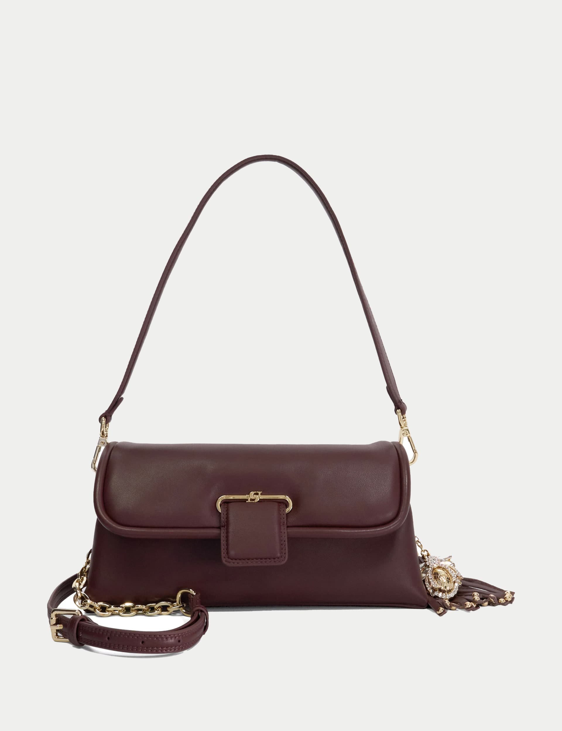 Dune London Women's Leather Shoulder Bag - Burgundy, Burgundy