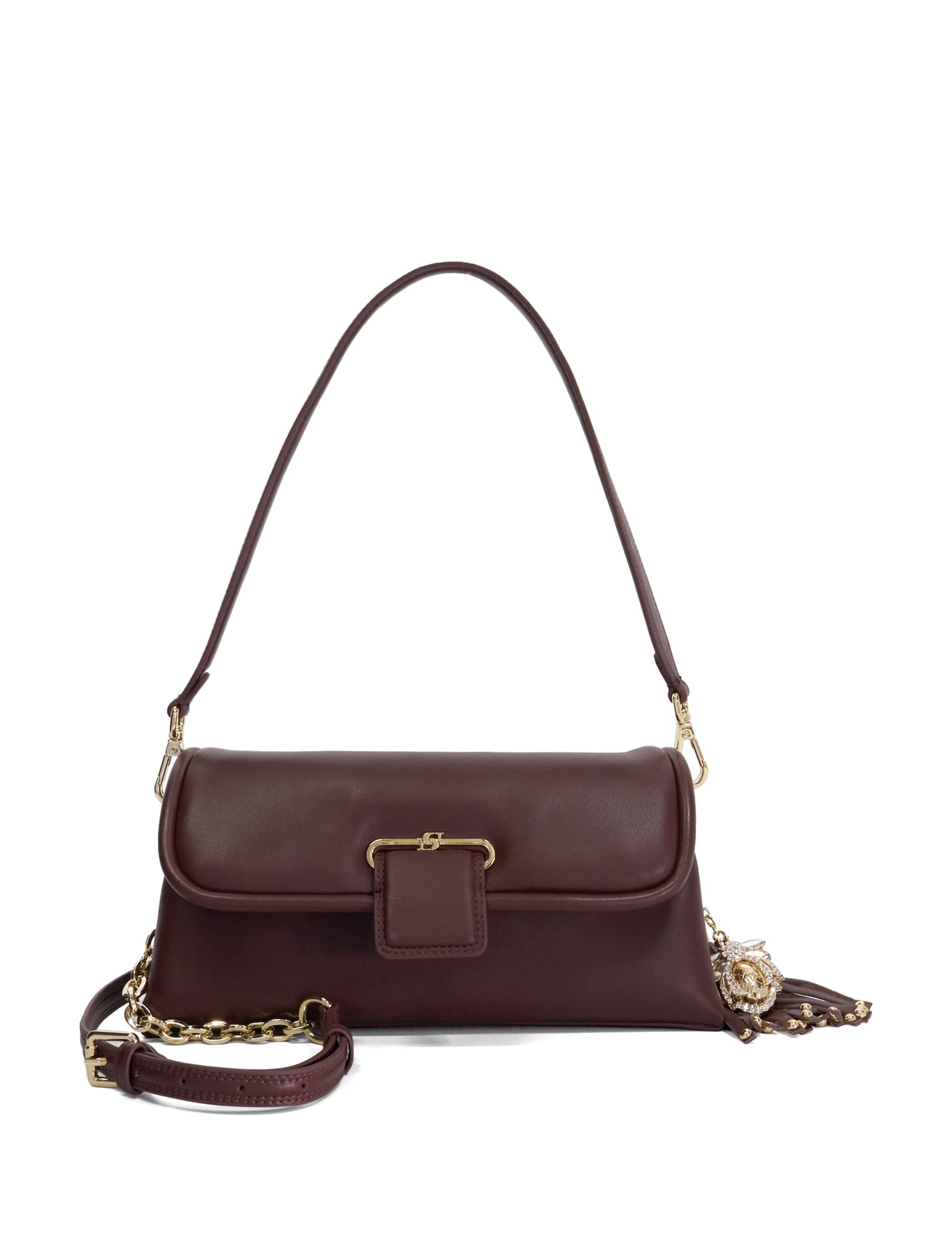 Dune London Women's Leather Shoulder Bag - Burgundy, Burgundy