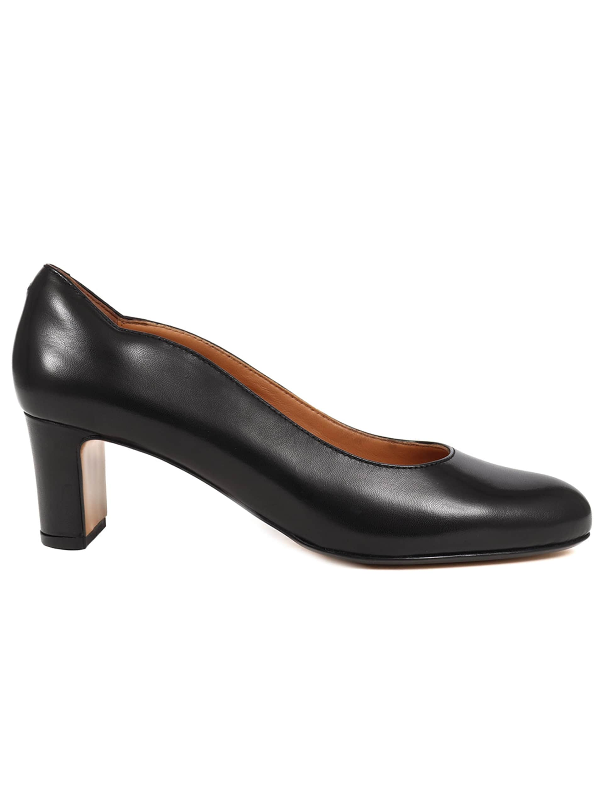 Jones Bootmaker Women's Wide Fit Leather Block Heel Court Shoes - 4 - Black, Black