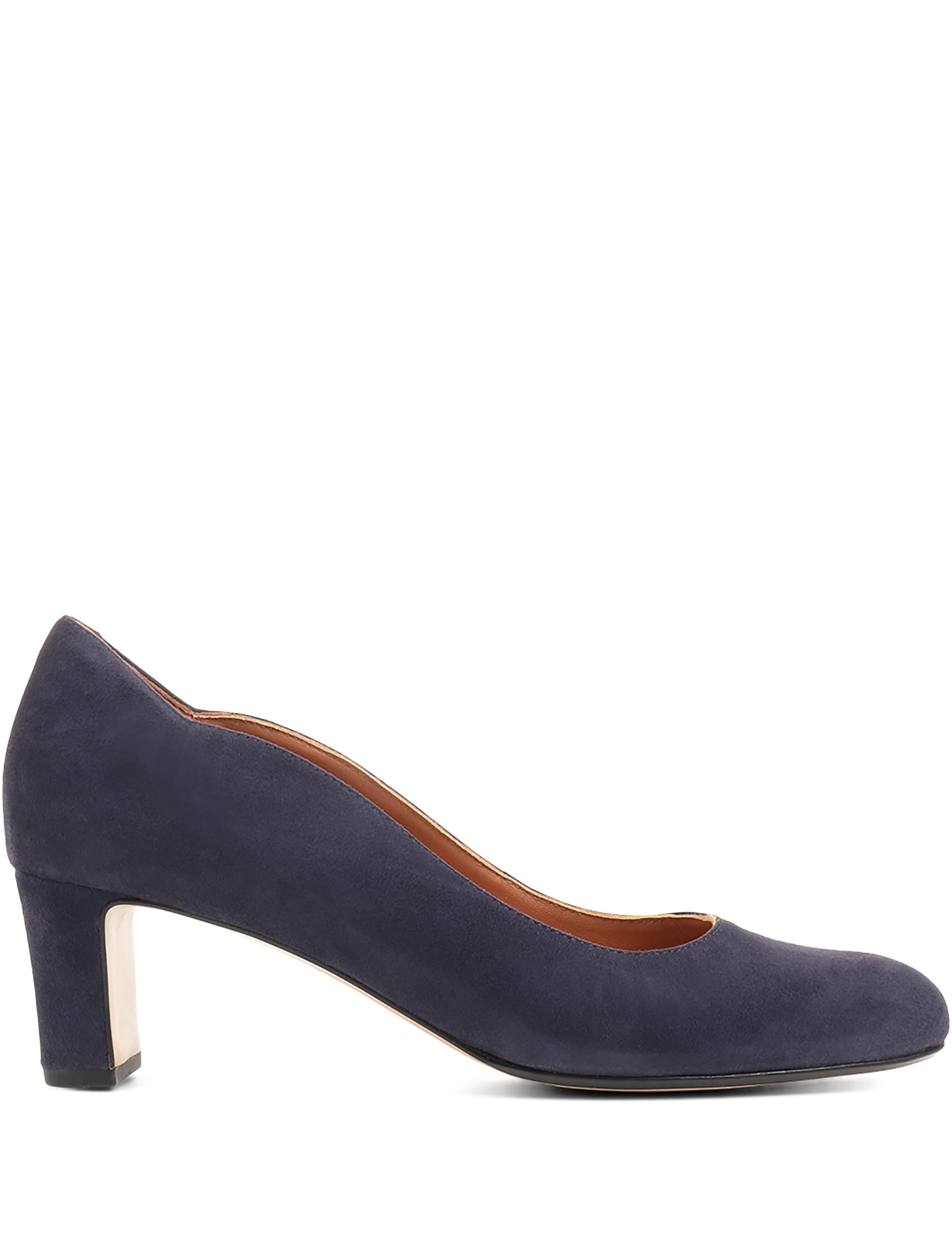 Jones Bootmaker Women's Wide Fit Suede Block Heel Court Shoes - 6 - Navy, Navy