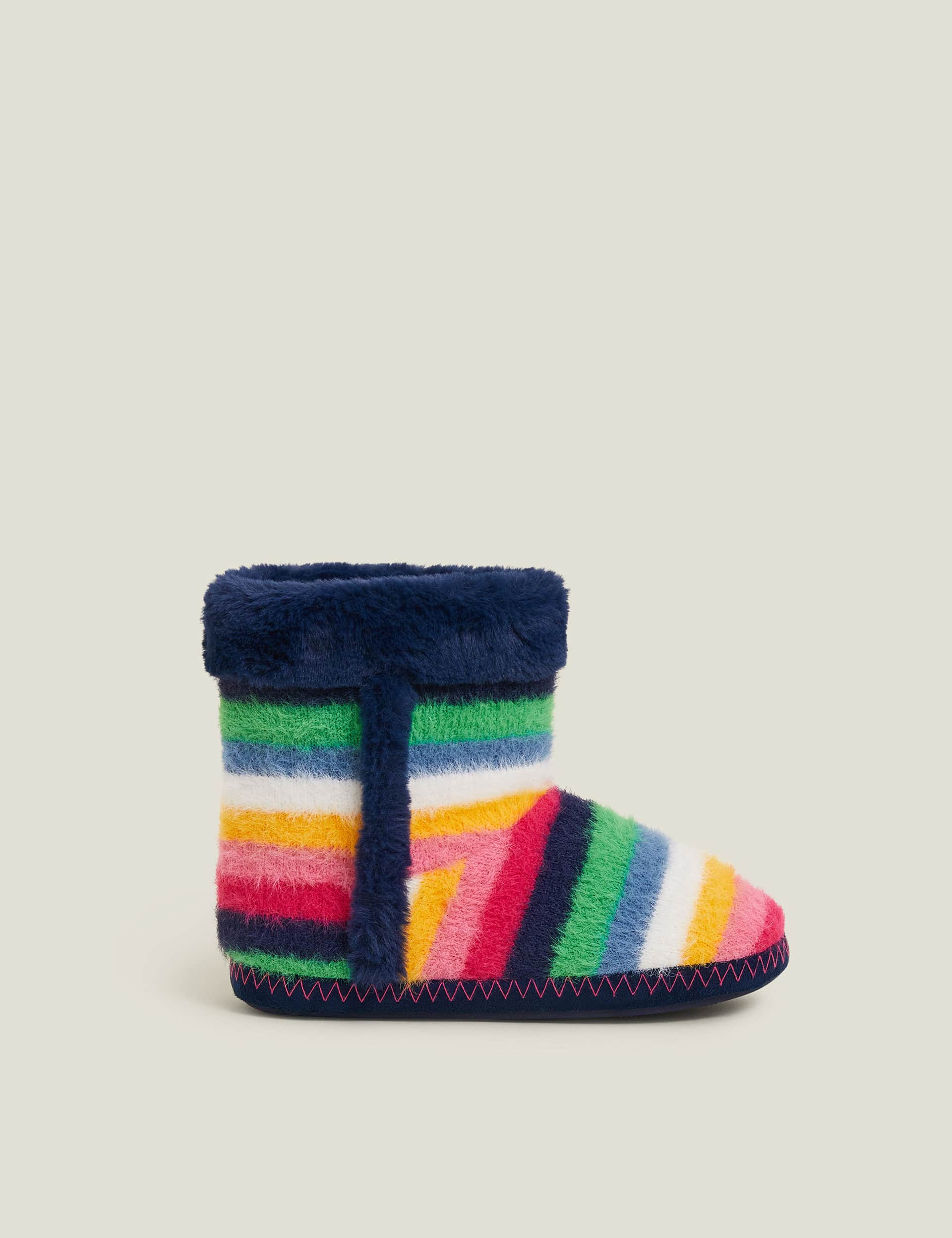 Accessorize Women's Striped Slipper Boots - M - Navy Mix, Navy Mix