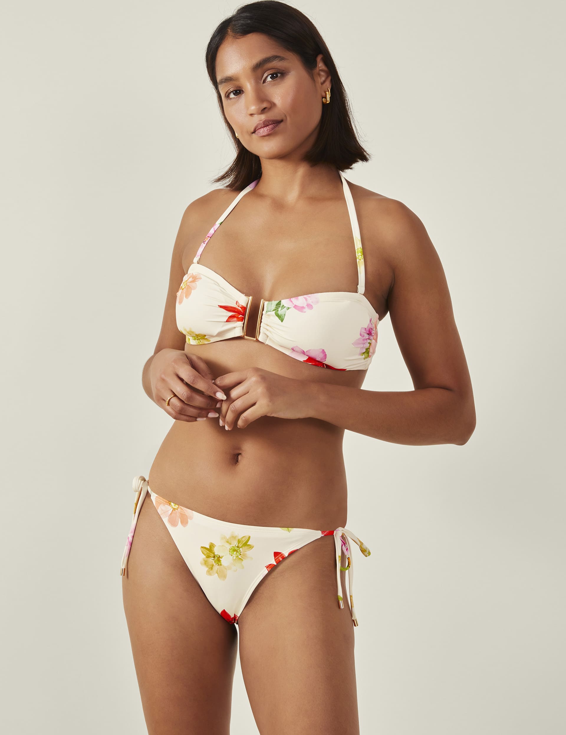 Accessorize Women's Floral Padded Bandeau Bikini Top