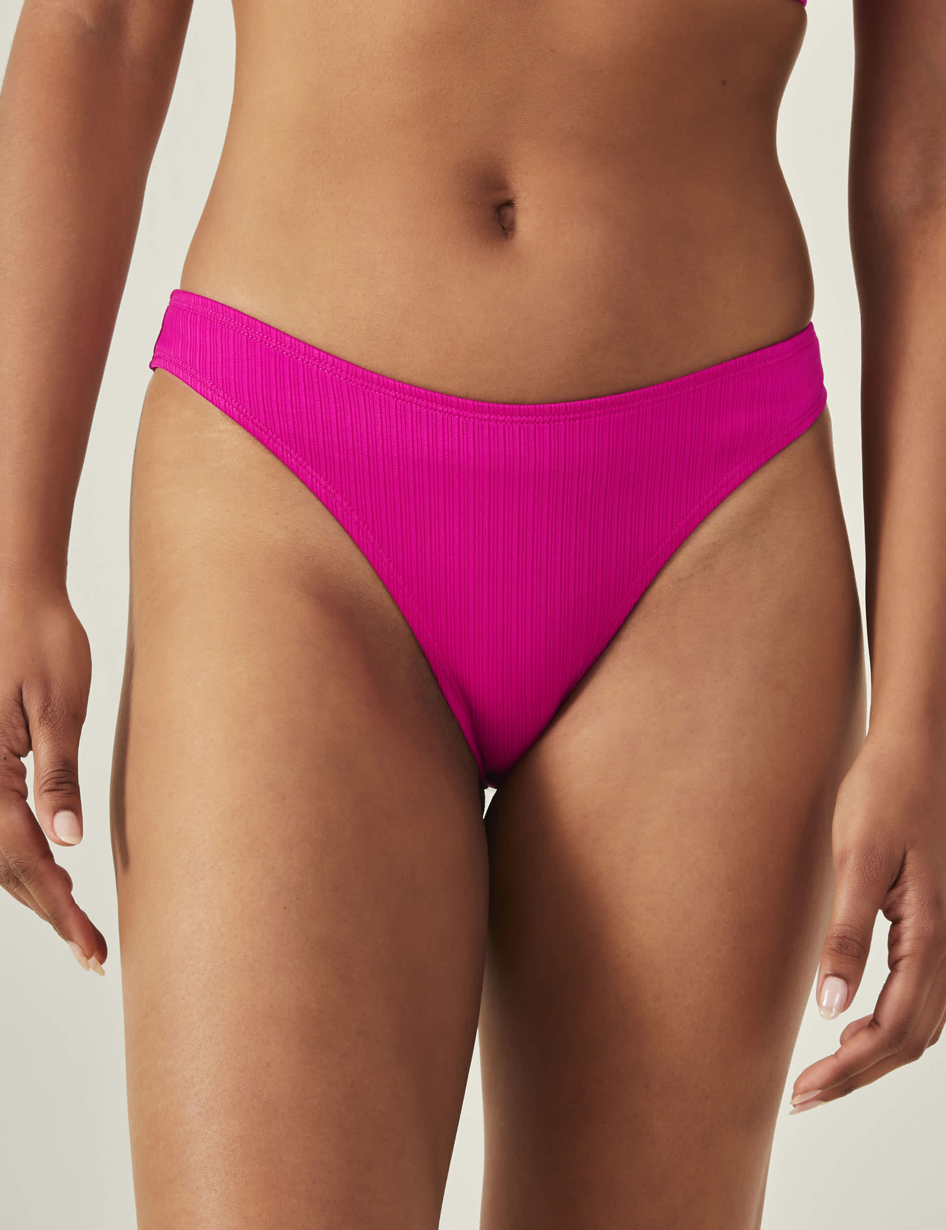 Accessorize Women's Ribbed High Leg Bikini Bottoms