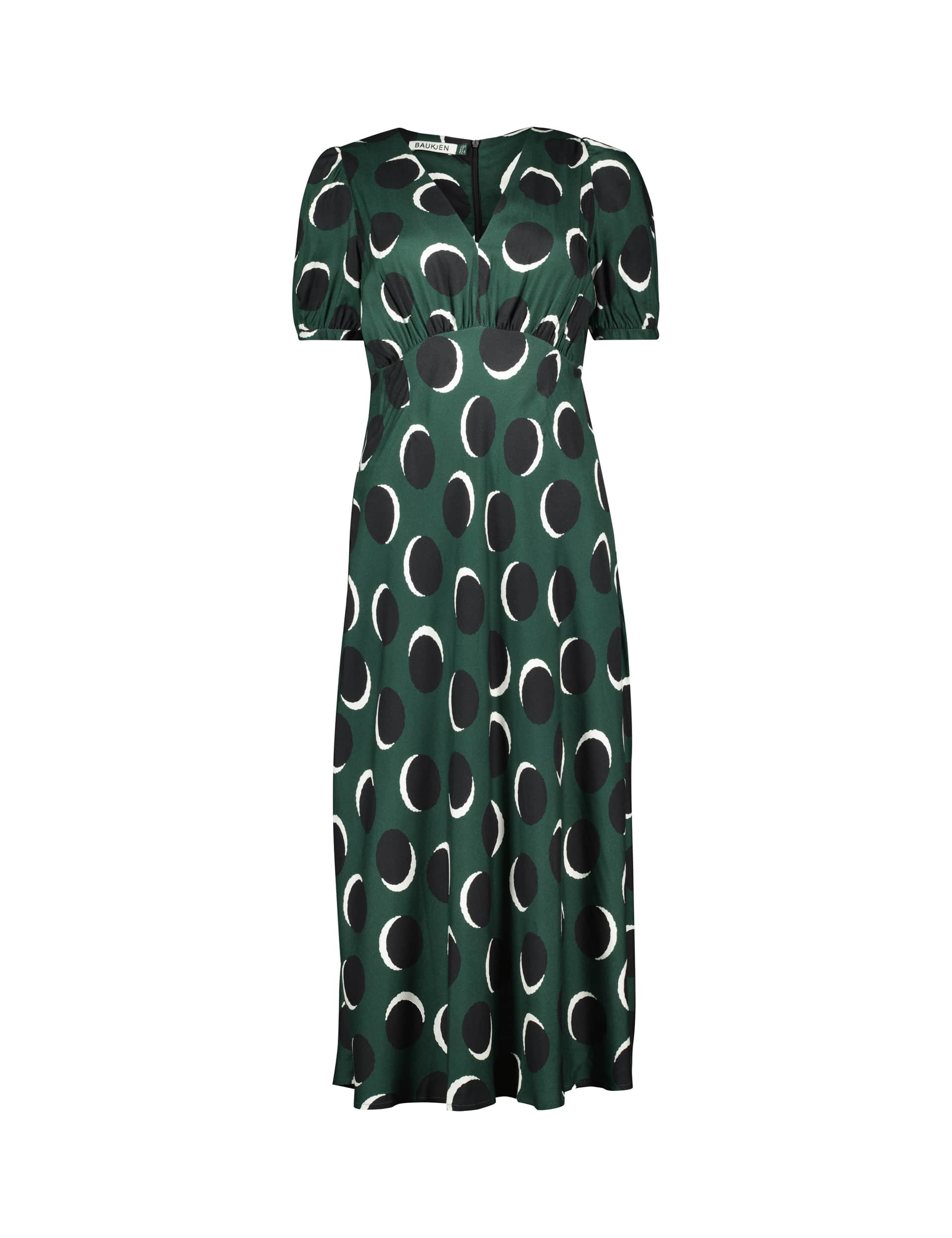 Baukjen Women's Printed V-Neck Midi Tea Dress - 12 - Green Mix, Green Mix