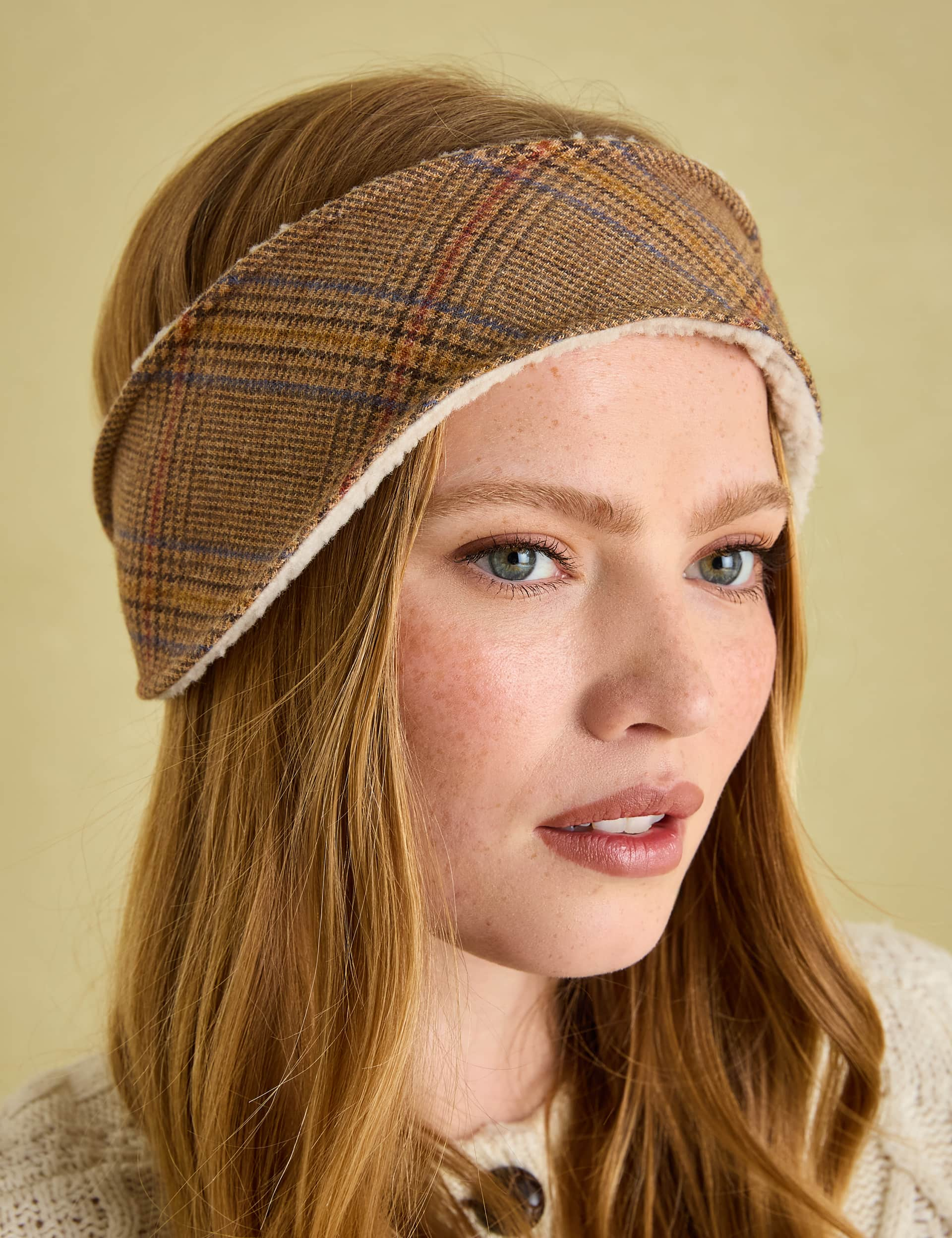 Joules Women's Wool Rich Checked Headband - Neutral, Neutral