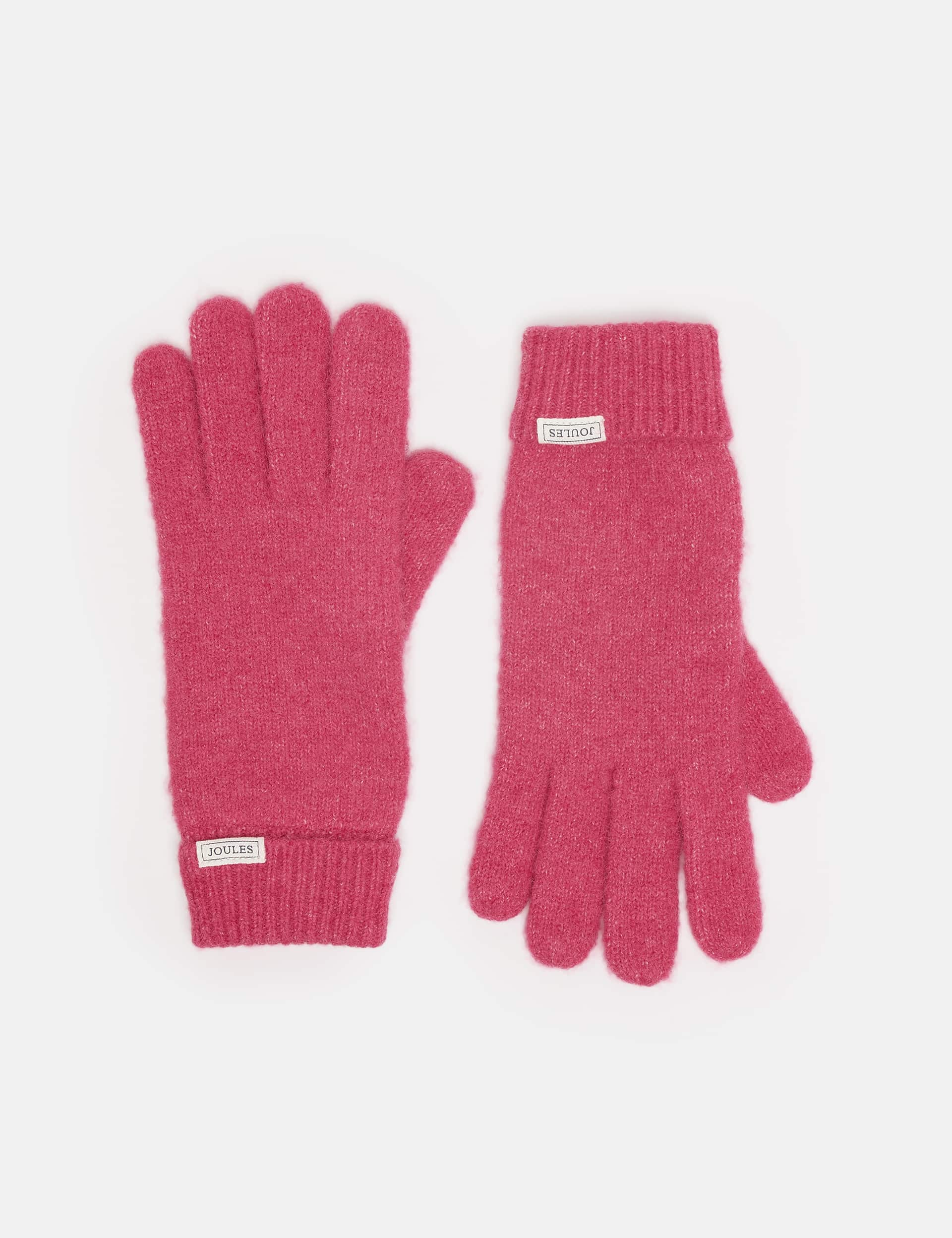 Joules Women's Knitted Gloves - M-L - Pink, Green,Pink