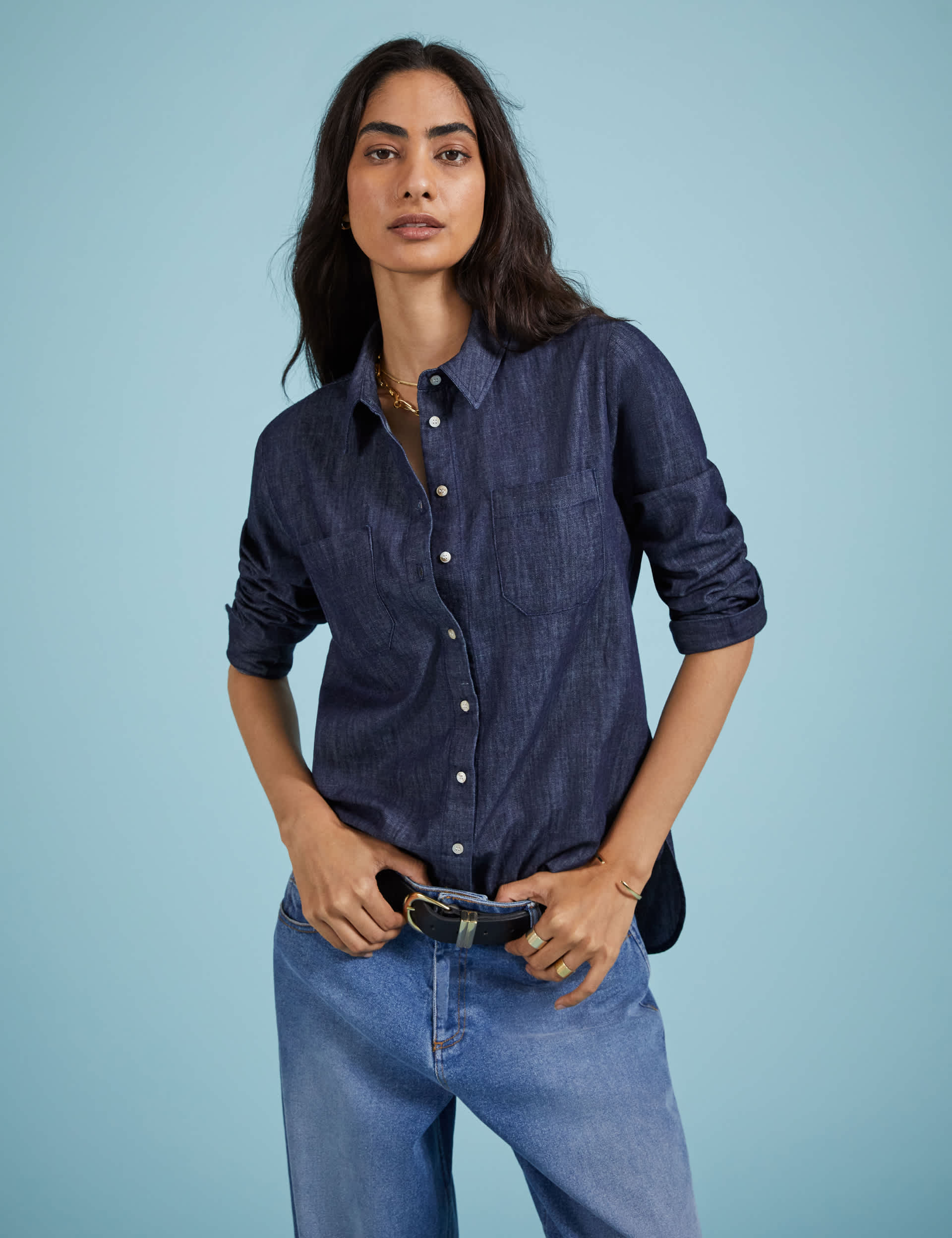 Baukjen Women's Denim Collared Button Through Shirt