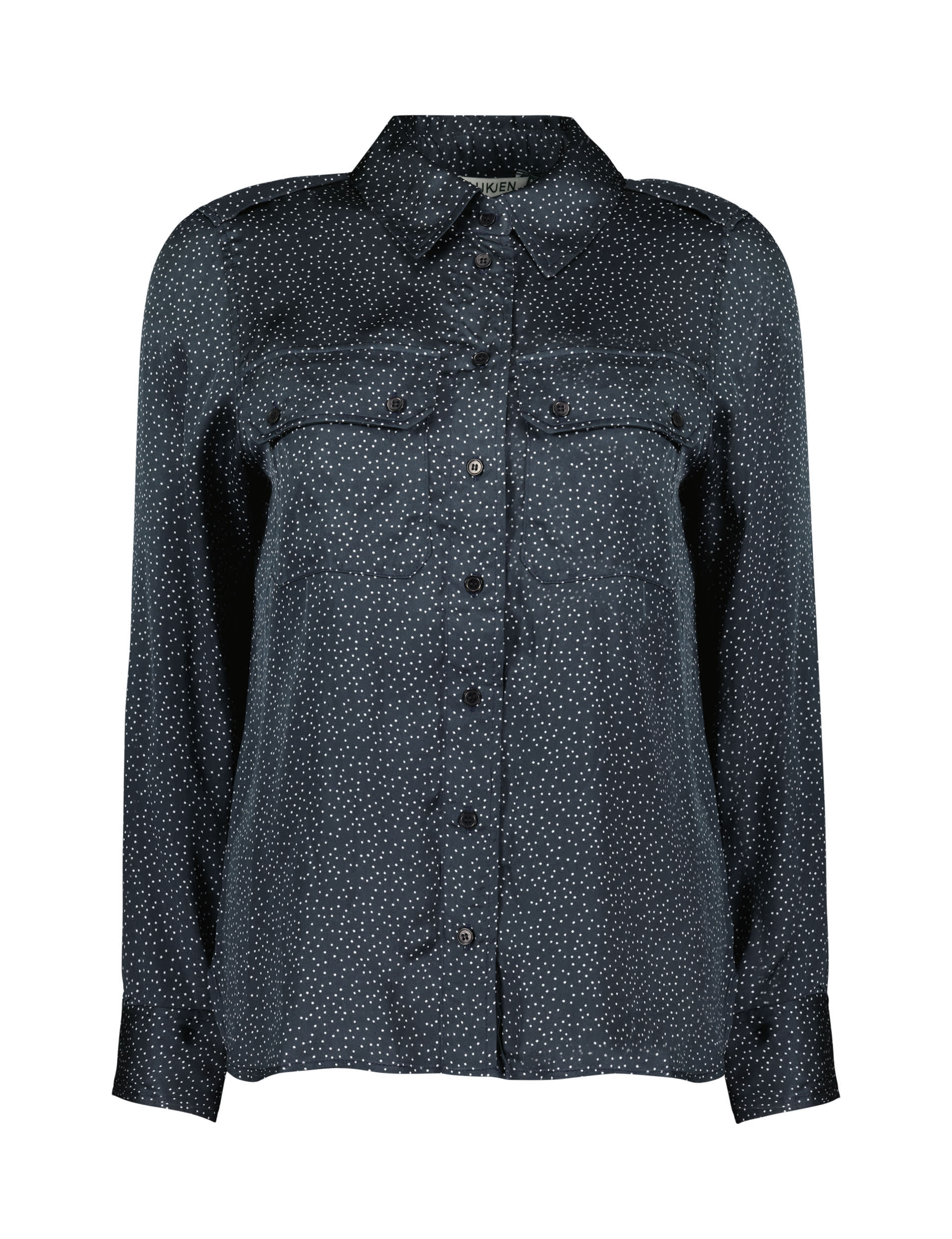 Baukjen Women's Satin Polka Dot Button Through Shirt - 18 - Black Mix, Black Mix