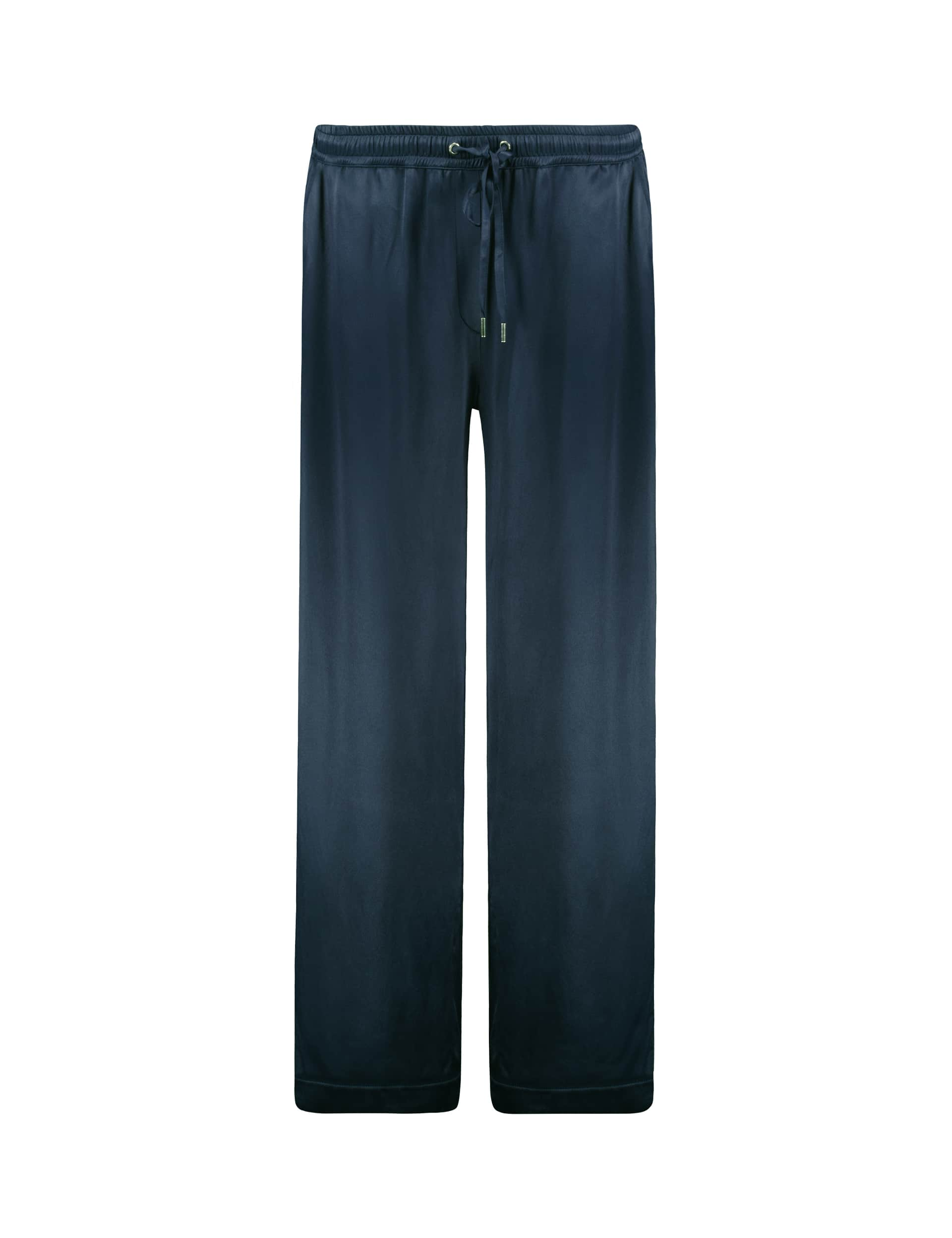 Baukjen Women's Satin Elasticated Waist Wide Leg Trousers - 12 - Navy, Navy