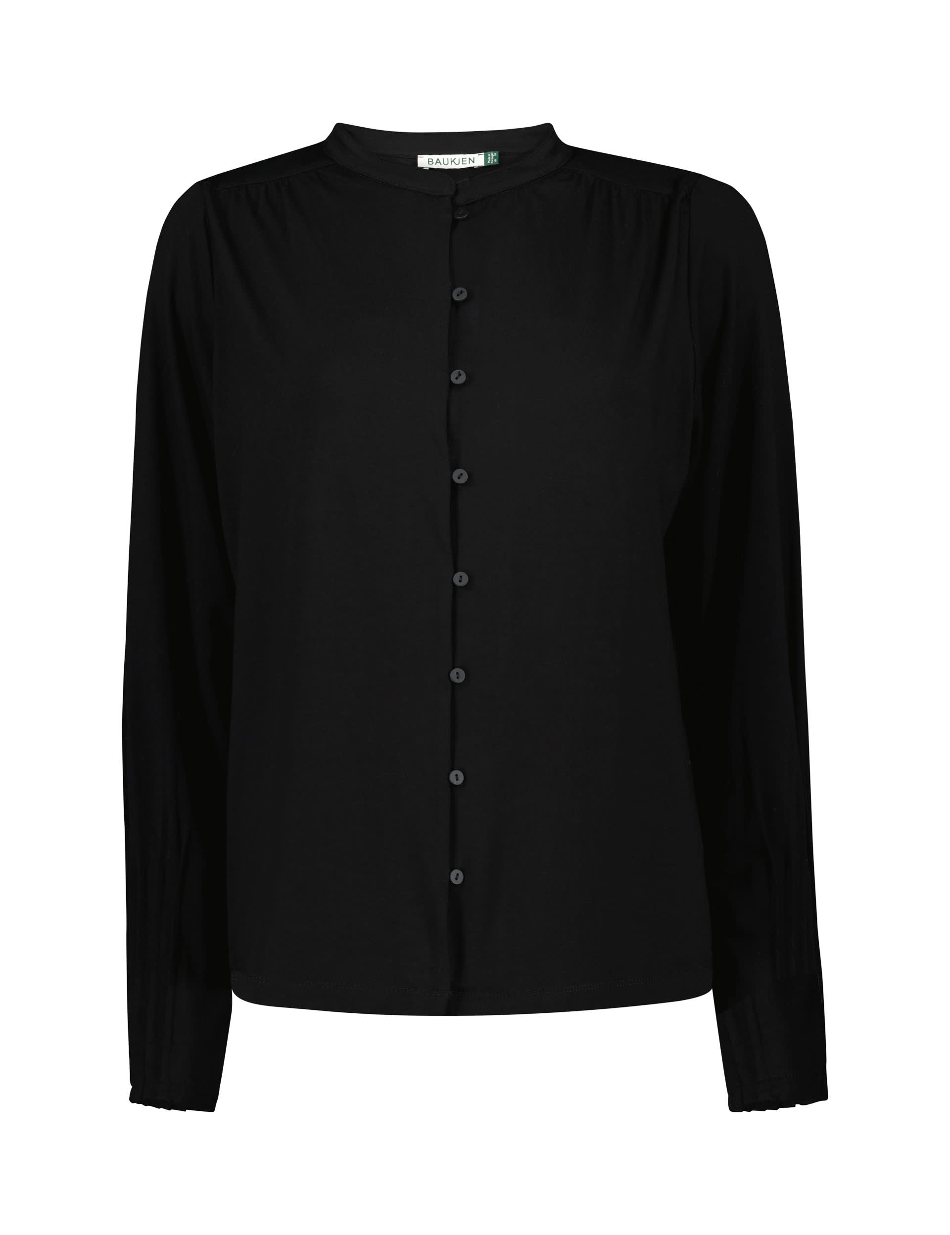 Baukjen Women's Collarless Pleat Detail Relaxed Blouse - 12 - Black, Black