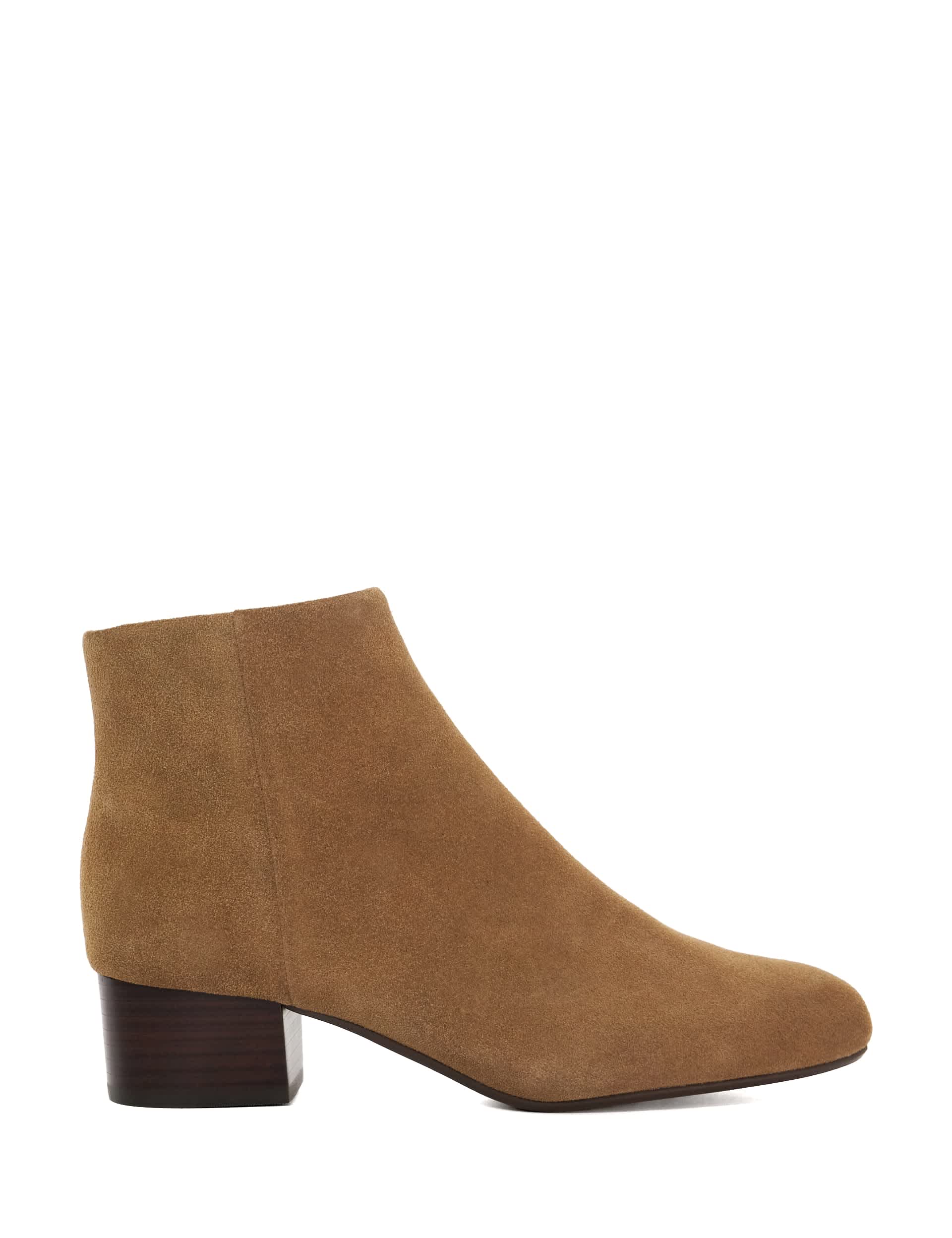 Dune London Women's Suede Block Heel Round Toe Ankle Boots - 5 - Taupe, Taupe