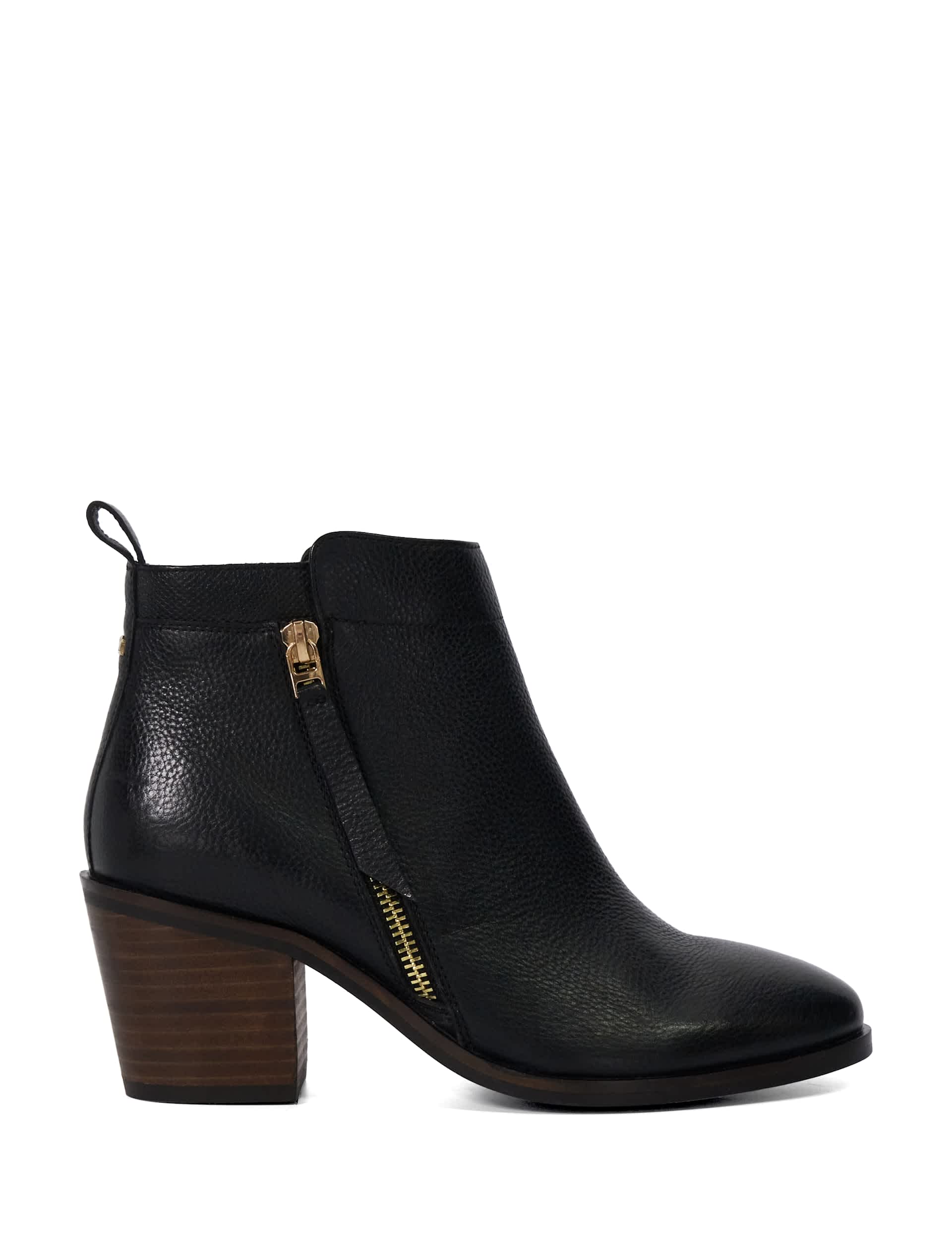 Dune London Women's Leather Block Heel Pointed Ankle Boots