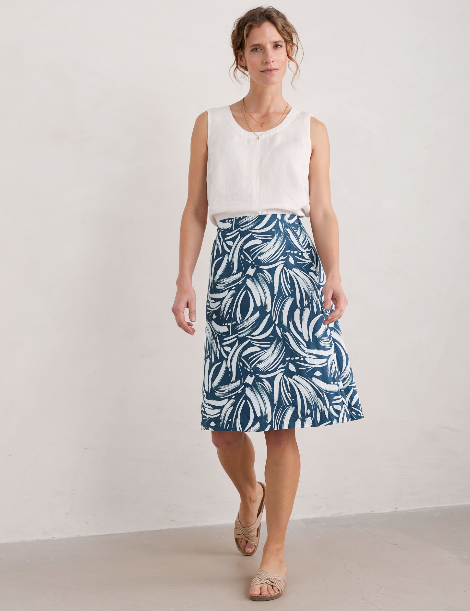 Seasalt Cornwall Women's Pure Cotton Knee Length A-Line Skirt