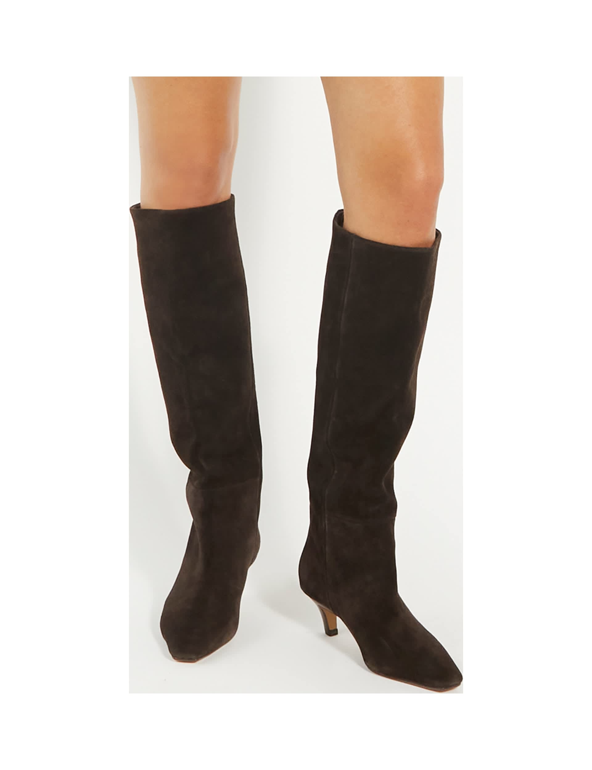 Dune London Women's Suede Kitten Heel Knee High Boots - 5 - Brown, Black,Brown