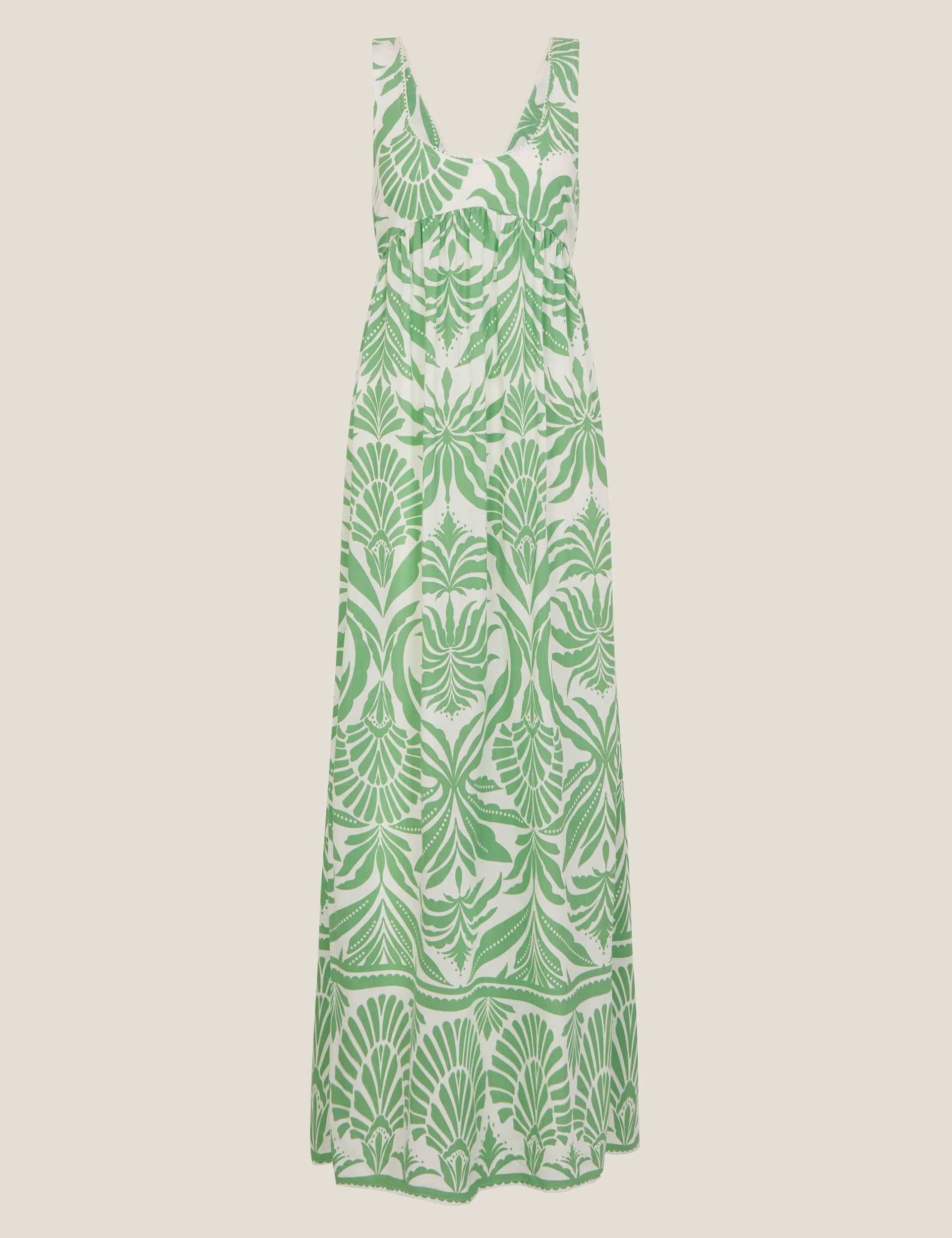 Accessorize Women's Printed Cut Out Detail Maxi Beach Dress - Green Mix, Green Mix