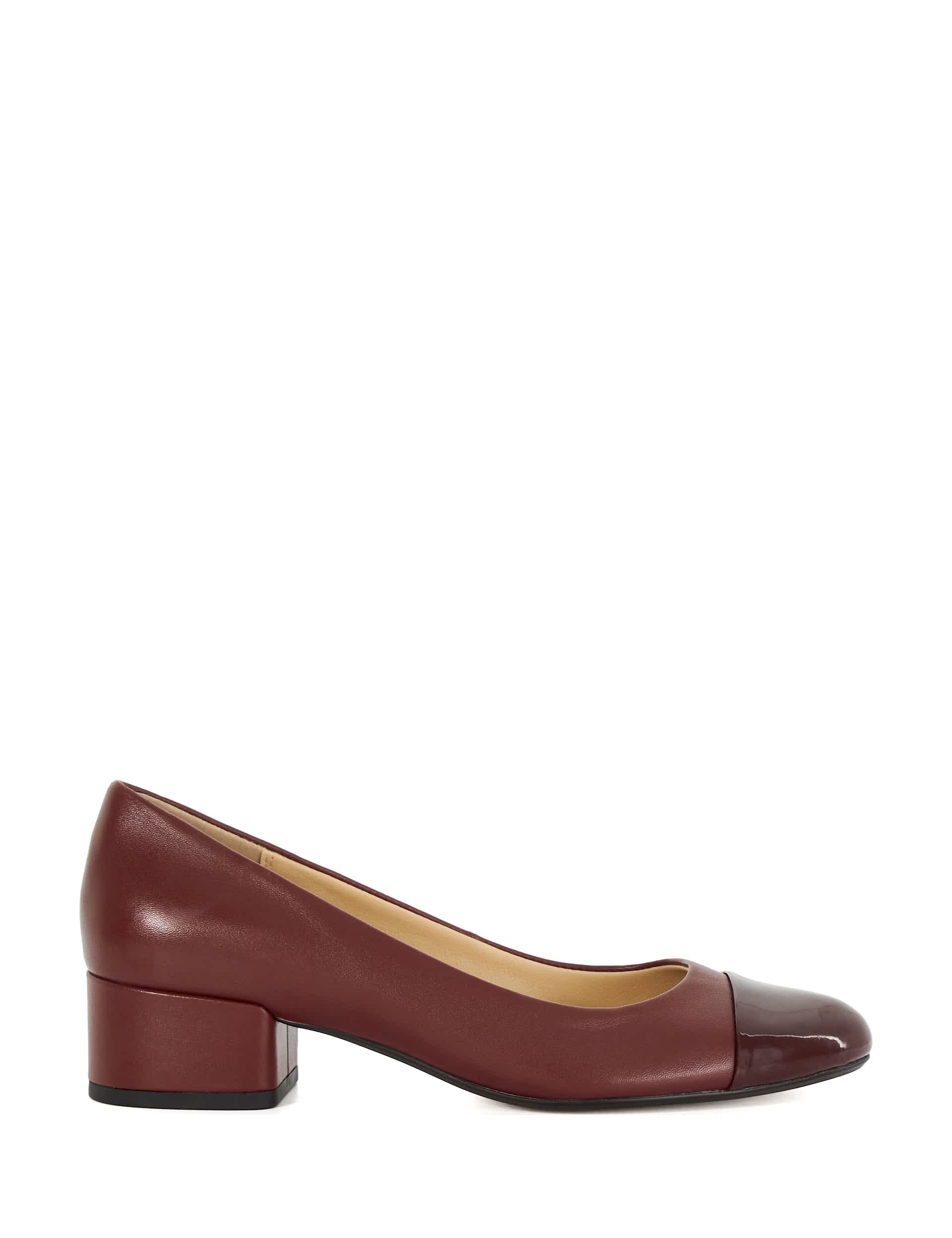 Dune London Women's Leather Slip On Block Heel Court Shoes - 6 - Burgundy, Burgundy