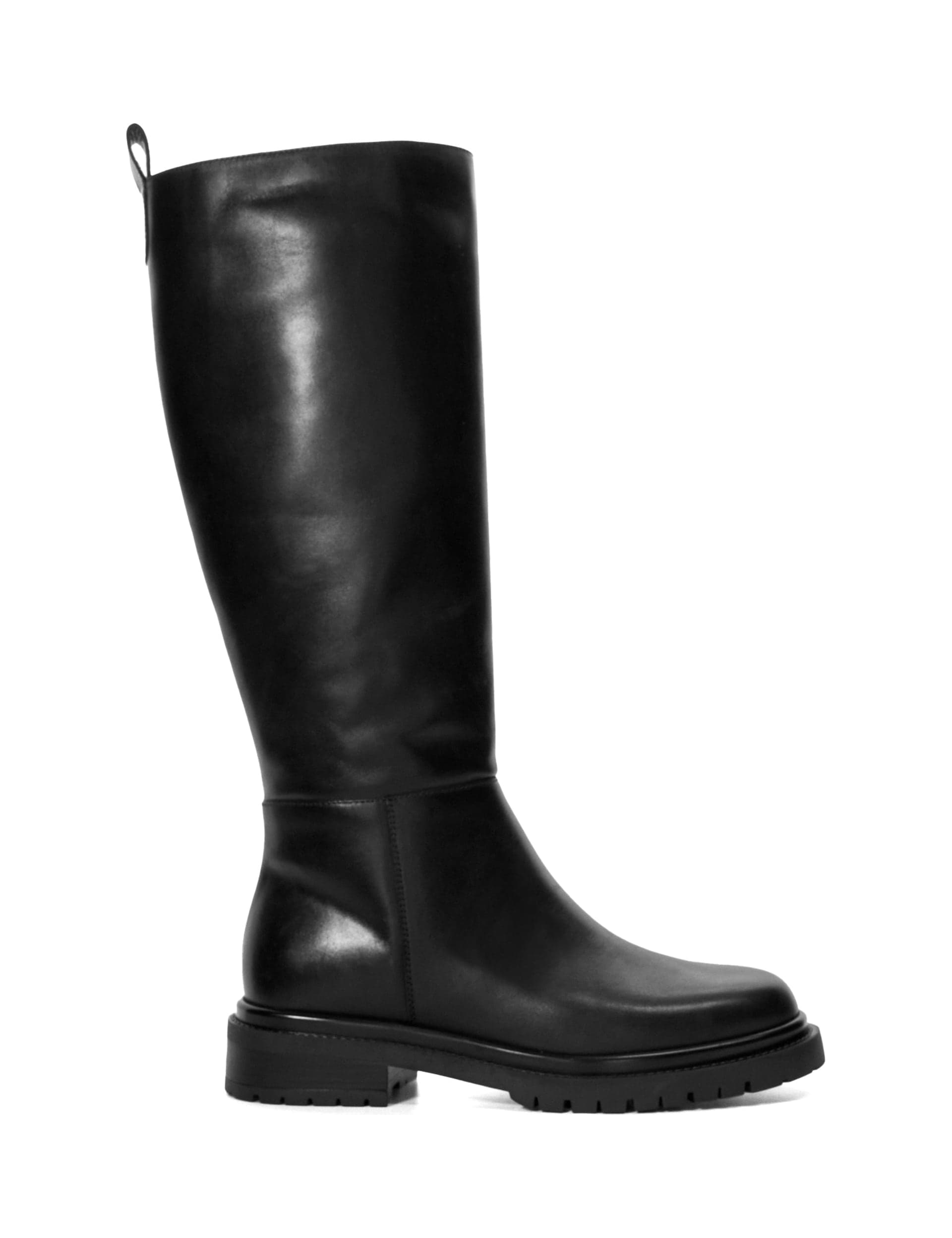 Dune London Women's Leather Cleated Flat Knee High Boots - 6 - Black, Black