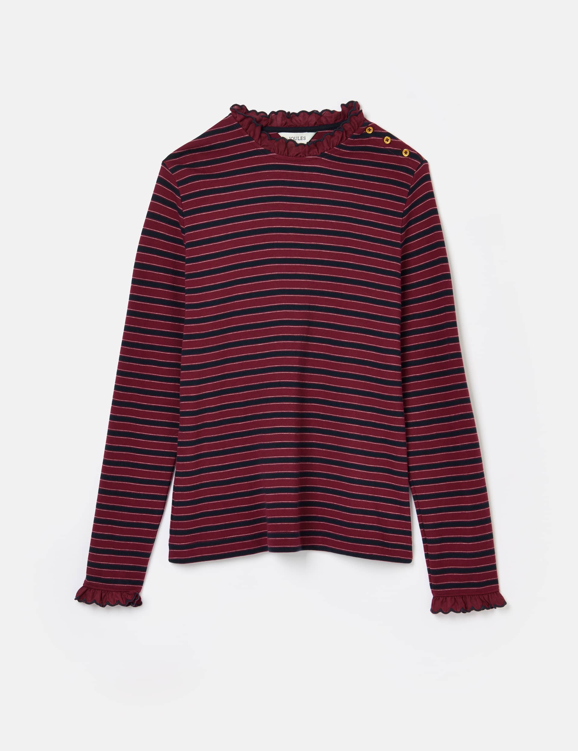 Joules Women's Pure Cotton Striped Crew Neck Top - 14 - Red Mix, Red Mix