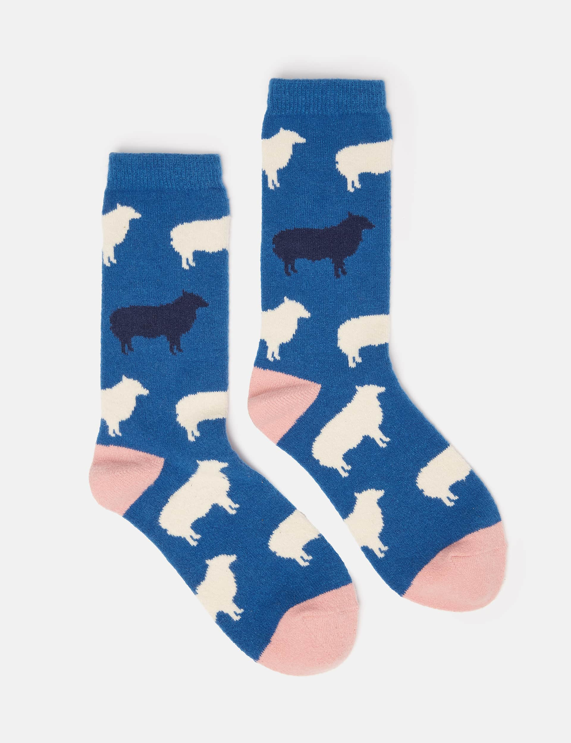 Joules Women's Sheep Print Ankle High Socks - Blue Mix, Blue Mix