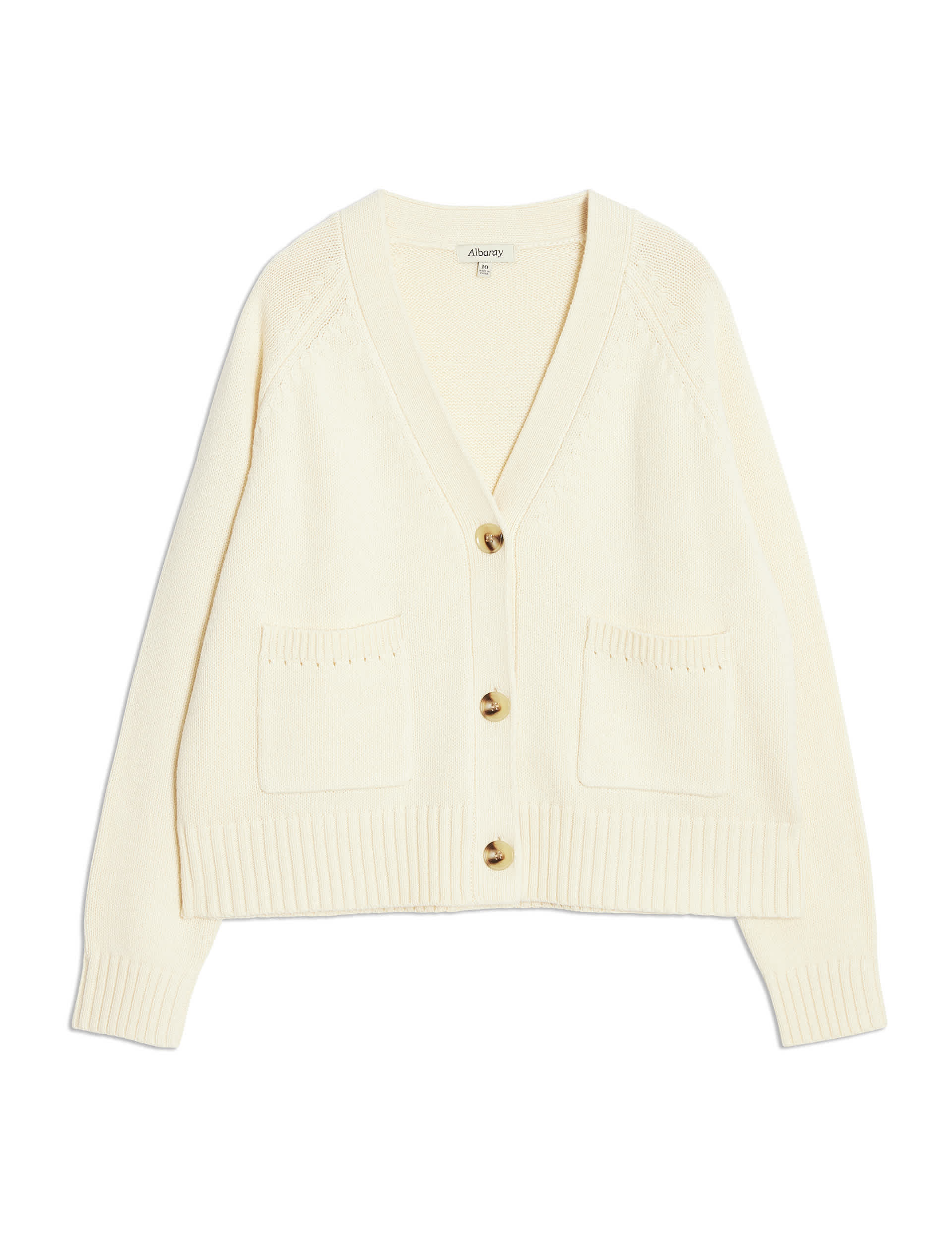 Albaray Women's V-Neck Relaxed Cardigan with Wool - 18 - Cream, Cream