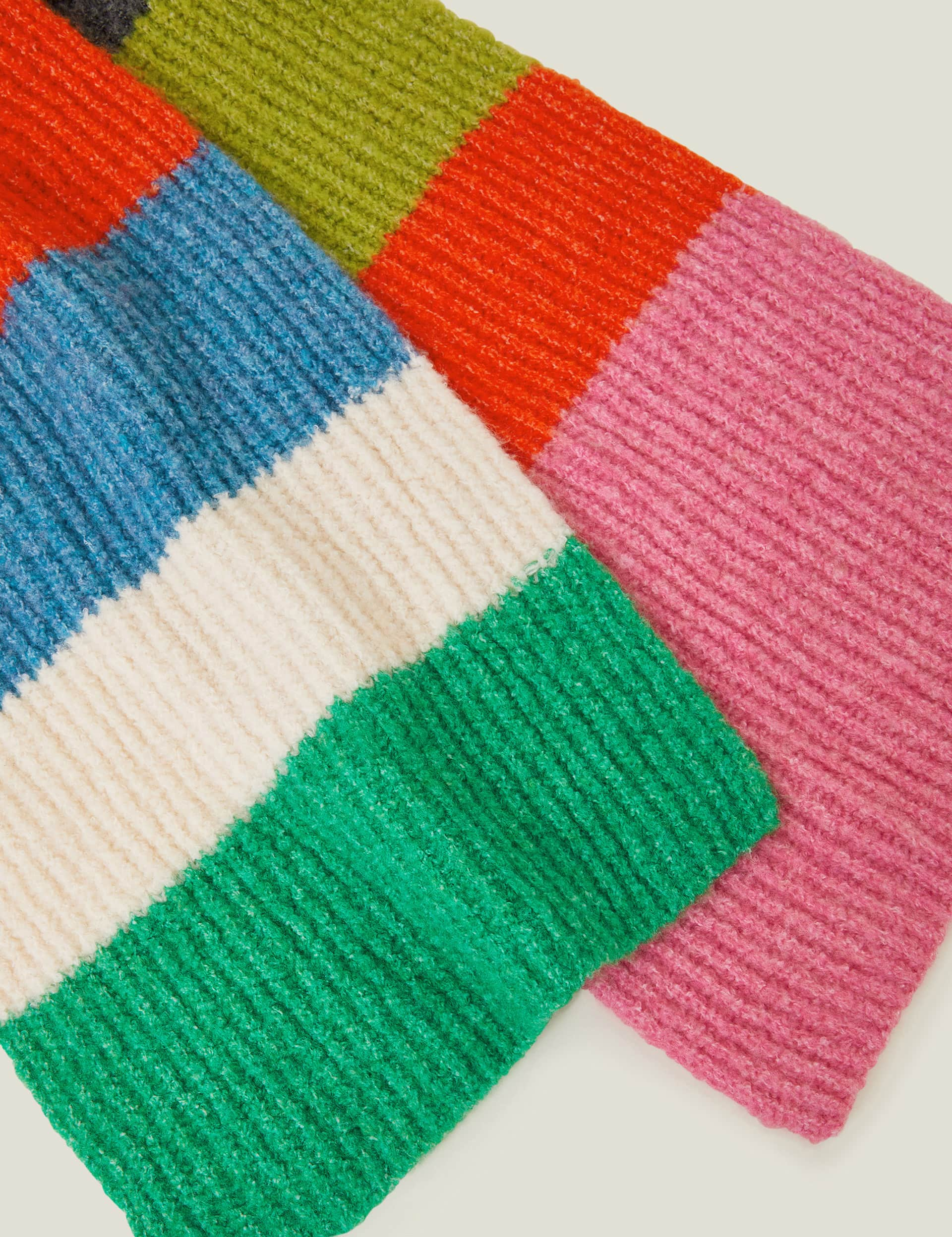 Accessorize Women's Ribbed Knit Colour Block Striped Scarf - Multi, Multi