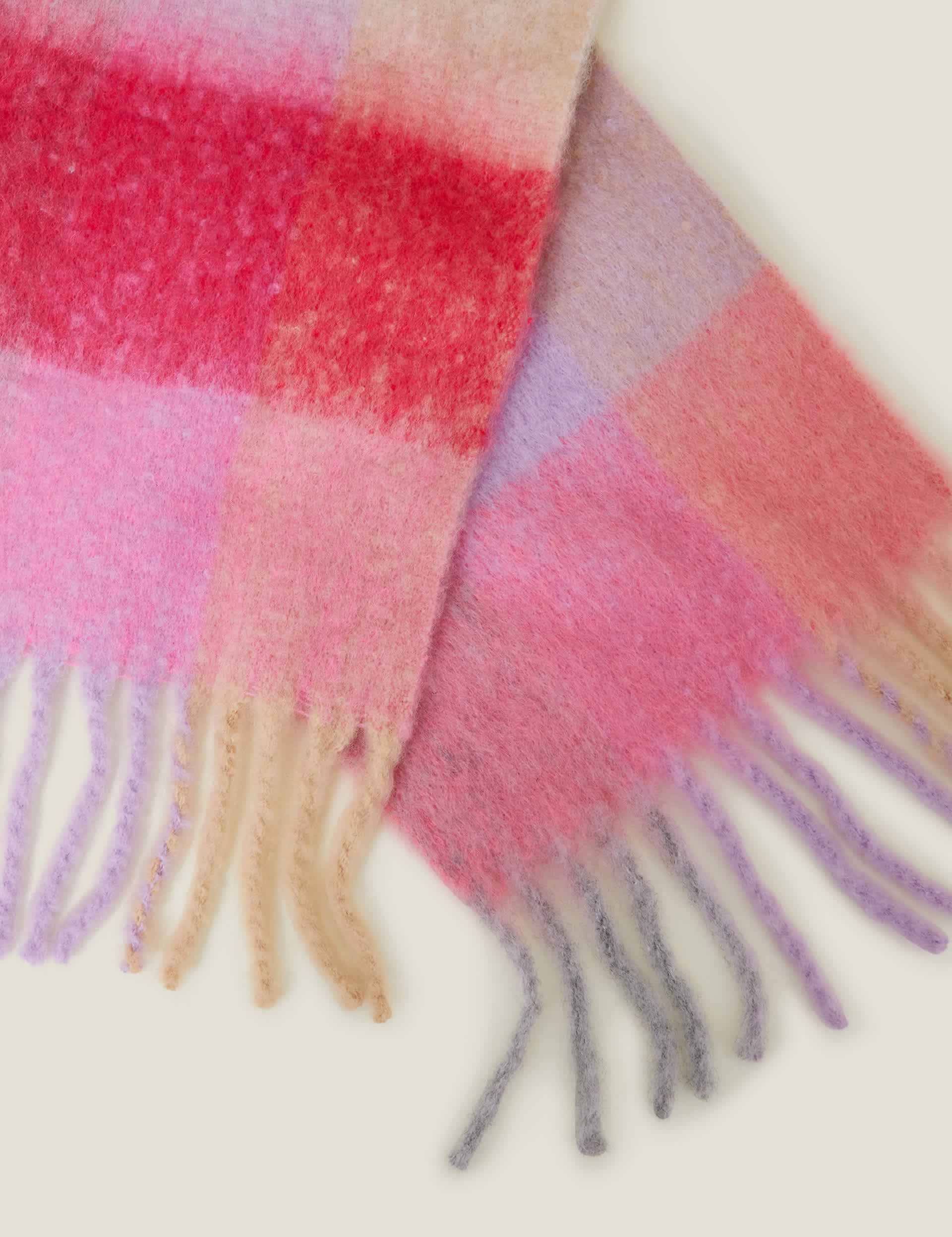 Accessorize Women's Colour Block Fringed Scarf - Pink Mix, Pink Mix