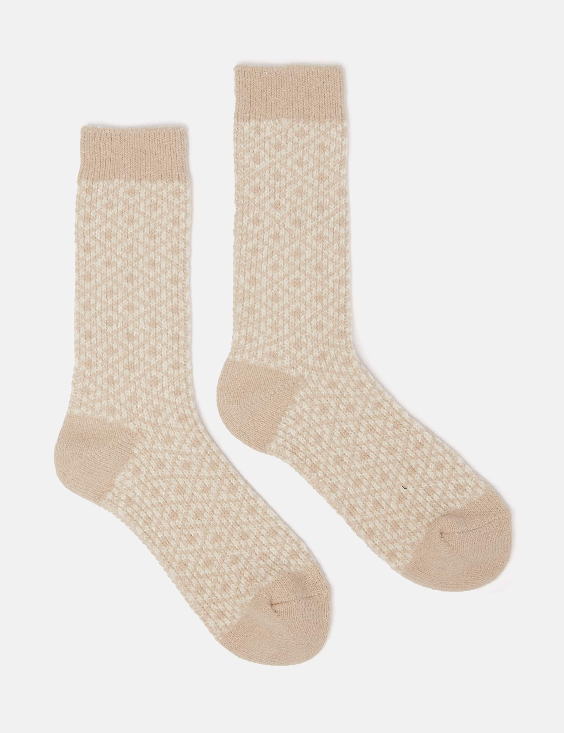 Joules Women's Geometric Ankle High Socks - Oatmeal, Oatmeal