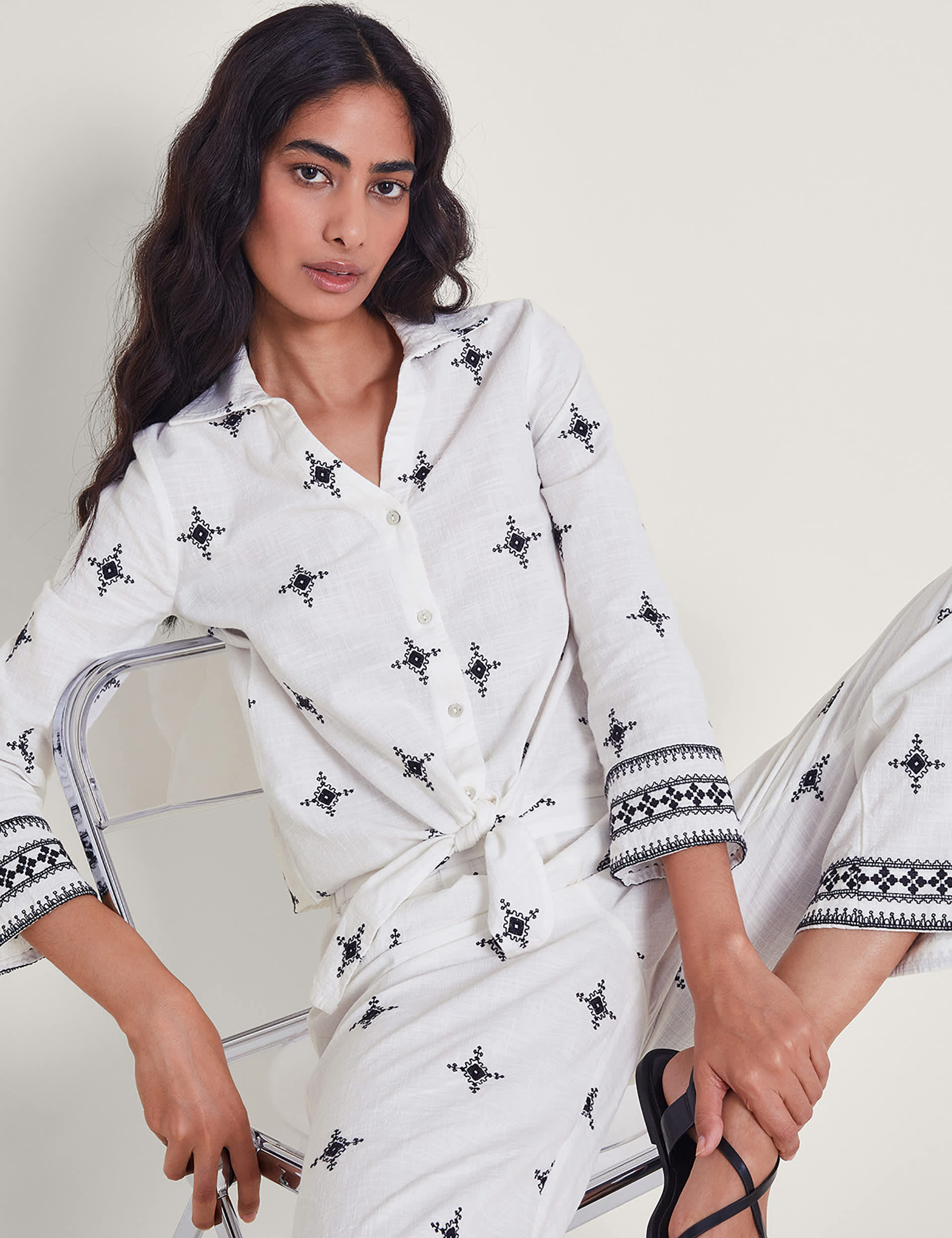 Monsoon Women's Pure Cotton Embroidered Shirt