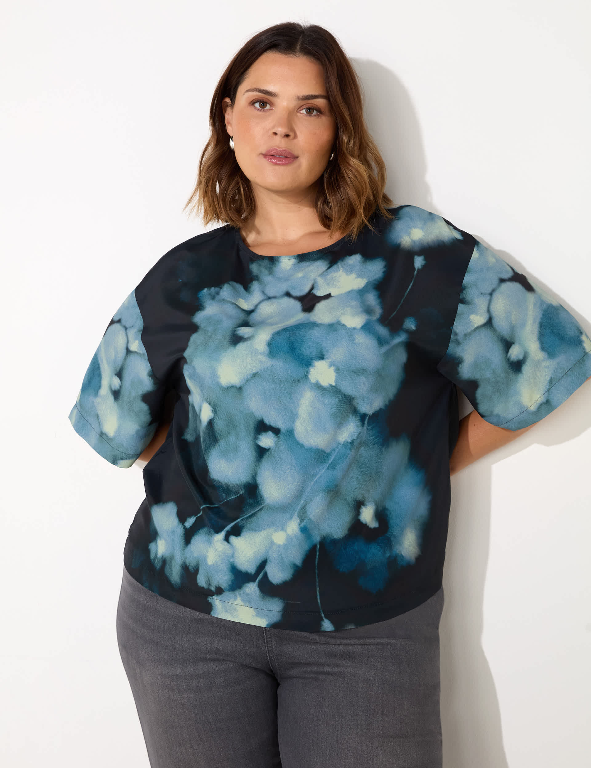 Live Unlimited London Women's Floral Top - 20 - Blue Mix, Blue Mix