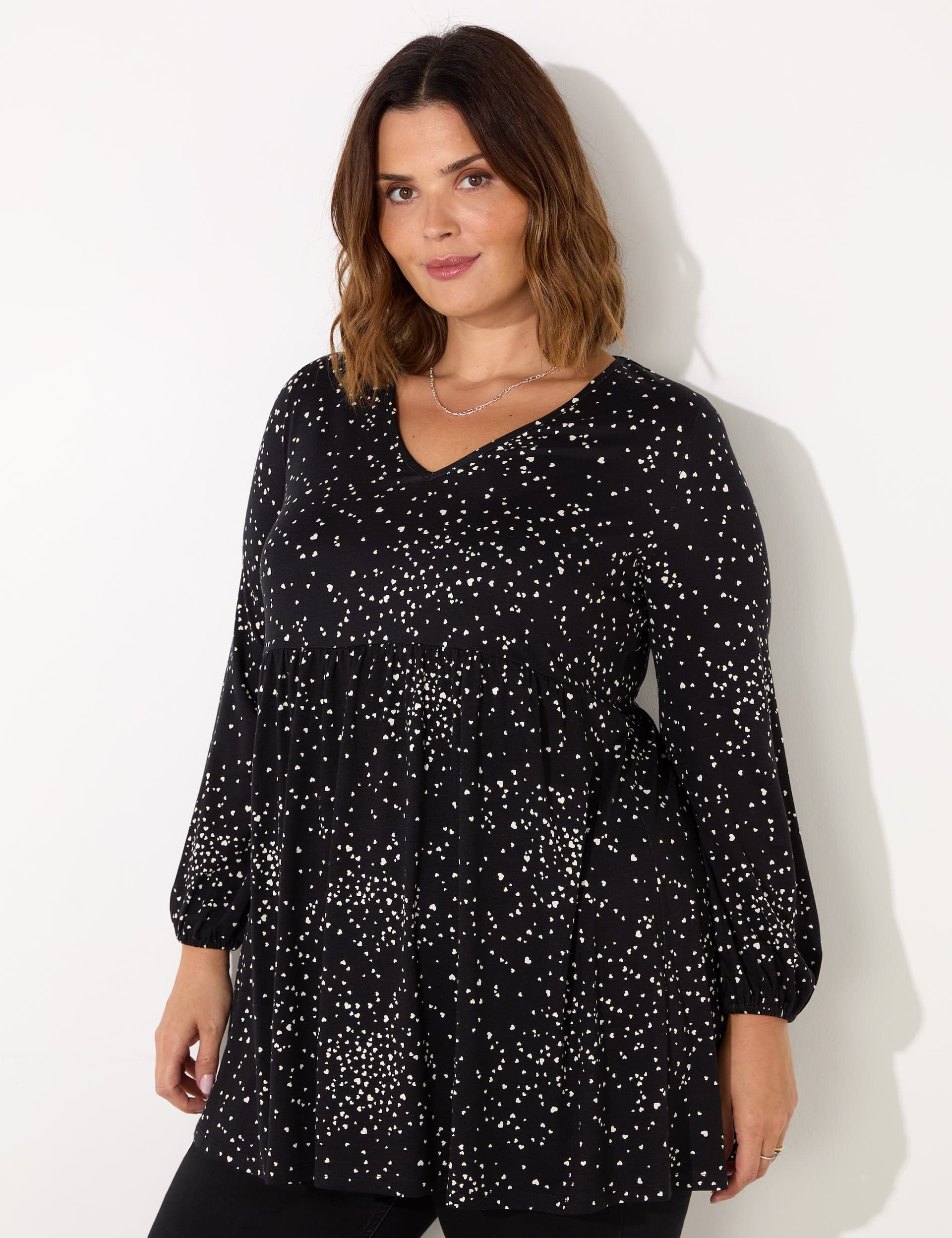 Live Unlimited London Women's Star Print Gathered Tunic - 22REG - Black Mix, Black Mix