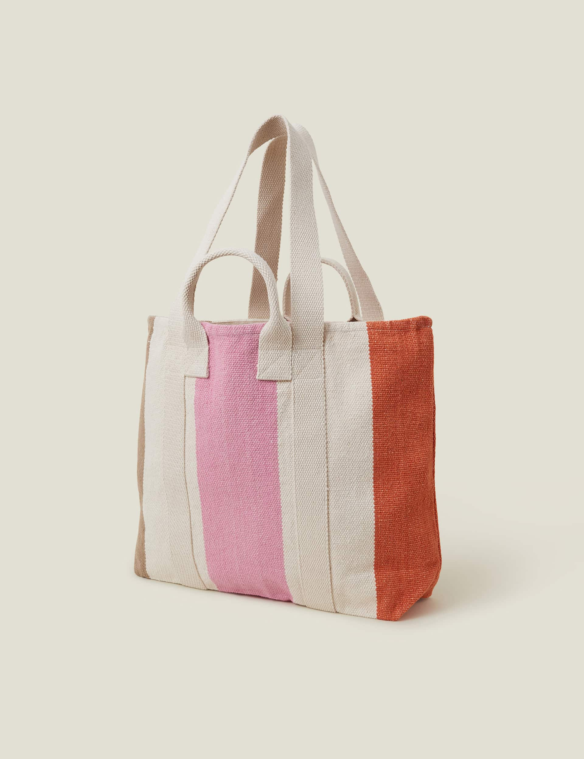 Accessorize Women's Cotton Rich Colour Block Tote Bag - Natural Mix, Natural Mix