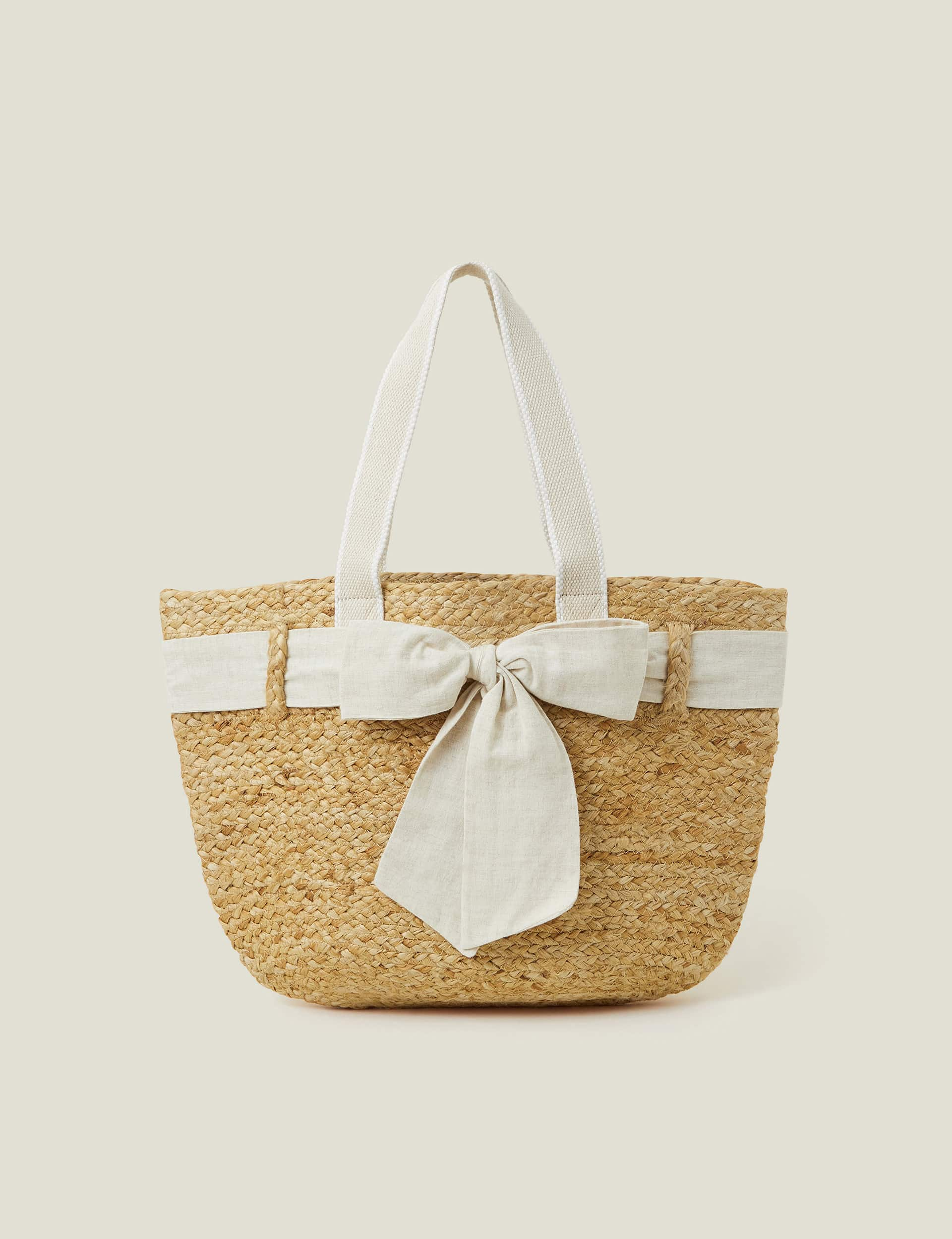 Accessorize Women's Jute Bow Tote Bag - Natural Mix, Natural Mix