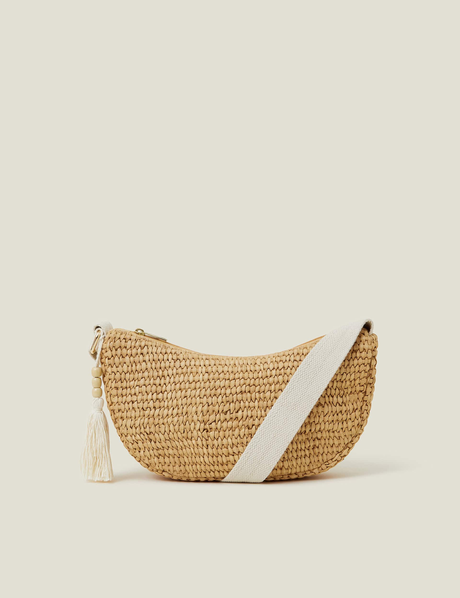 Accessorize Women's Raffia Cross Body Bag - Natural, Natural