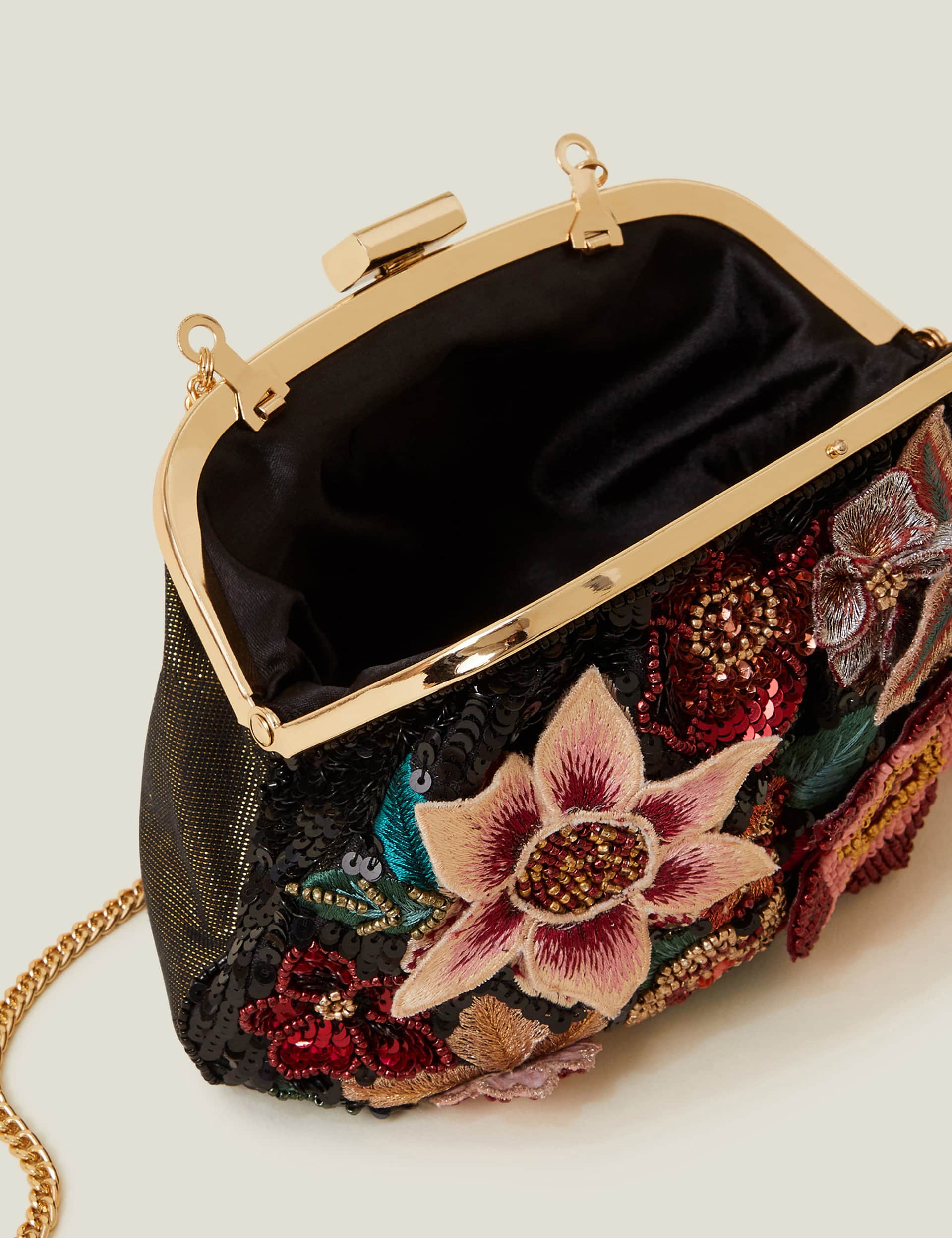 Accessorize Women's Cotton Rich Beaded Floral Clutch Bag - Multi, Multi