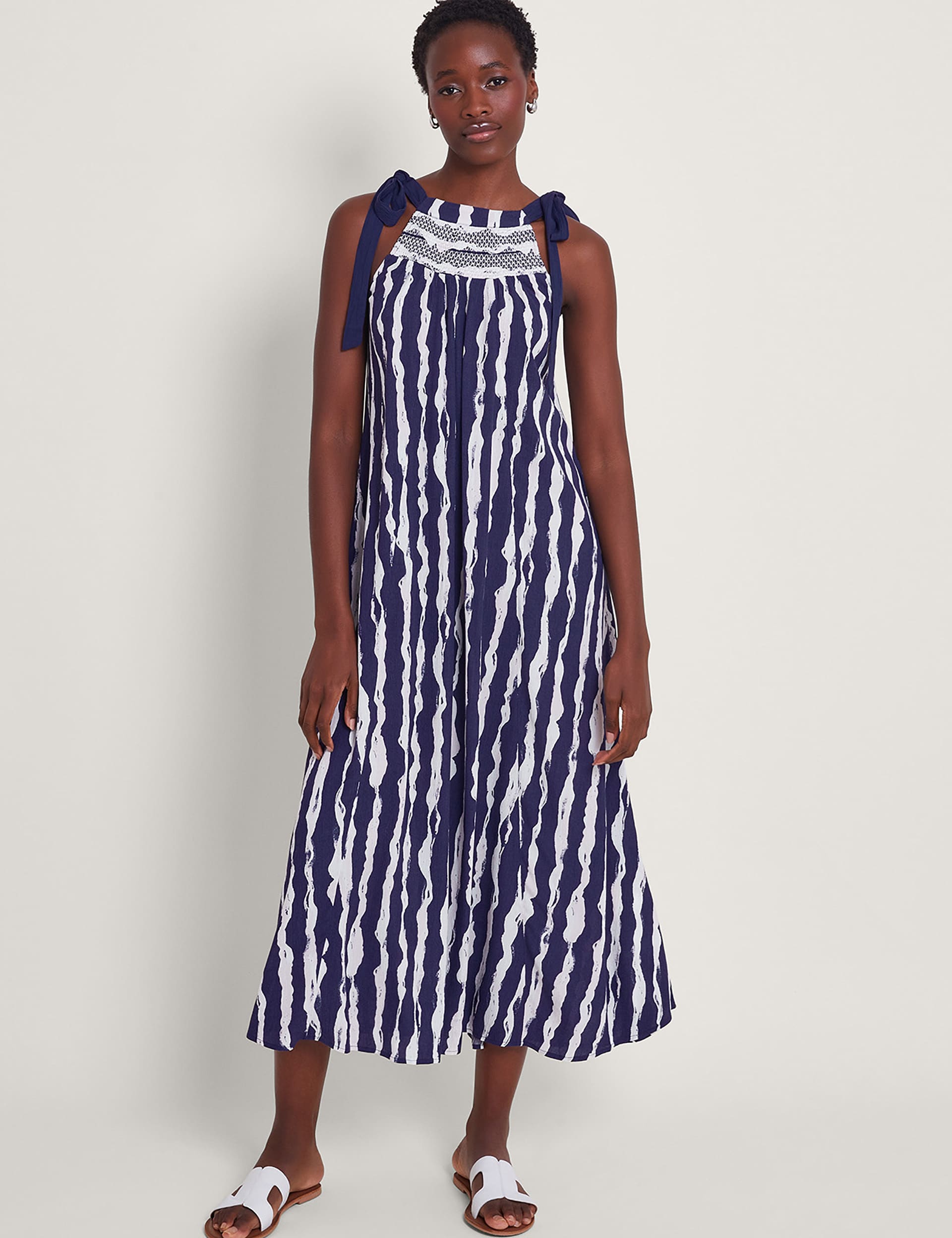 Monsoon Women's Striped Halter Neck Midaxi Column Dress