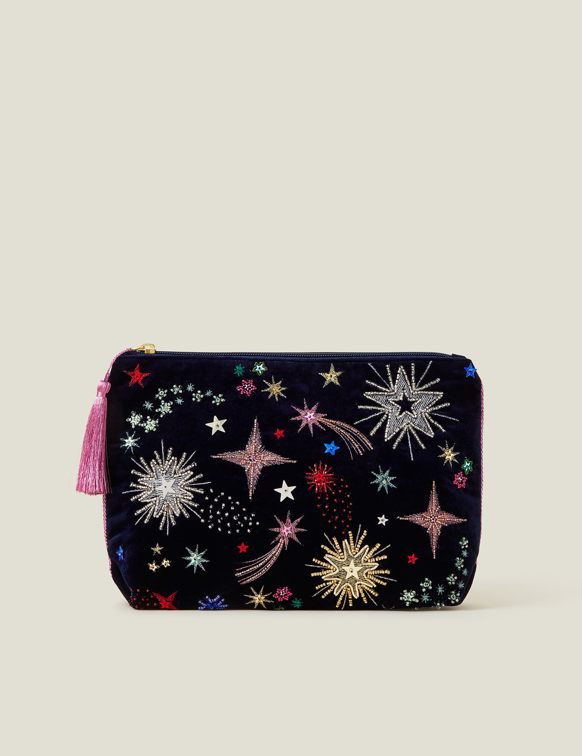 Accessorize Women's Velvet Beaded Star Pouch - Navy Mix, Navy Mix