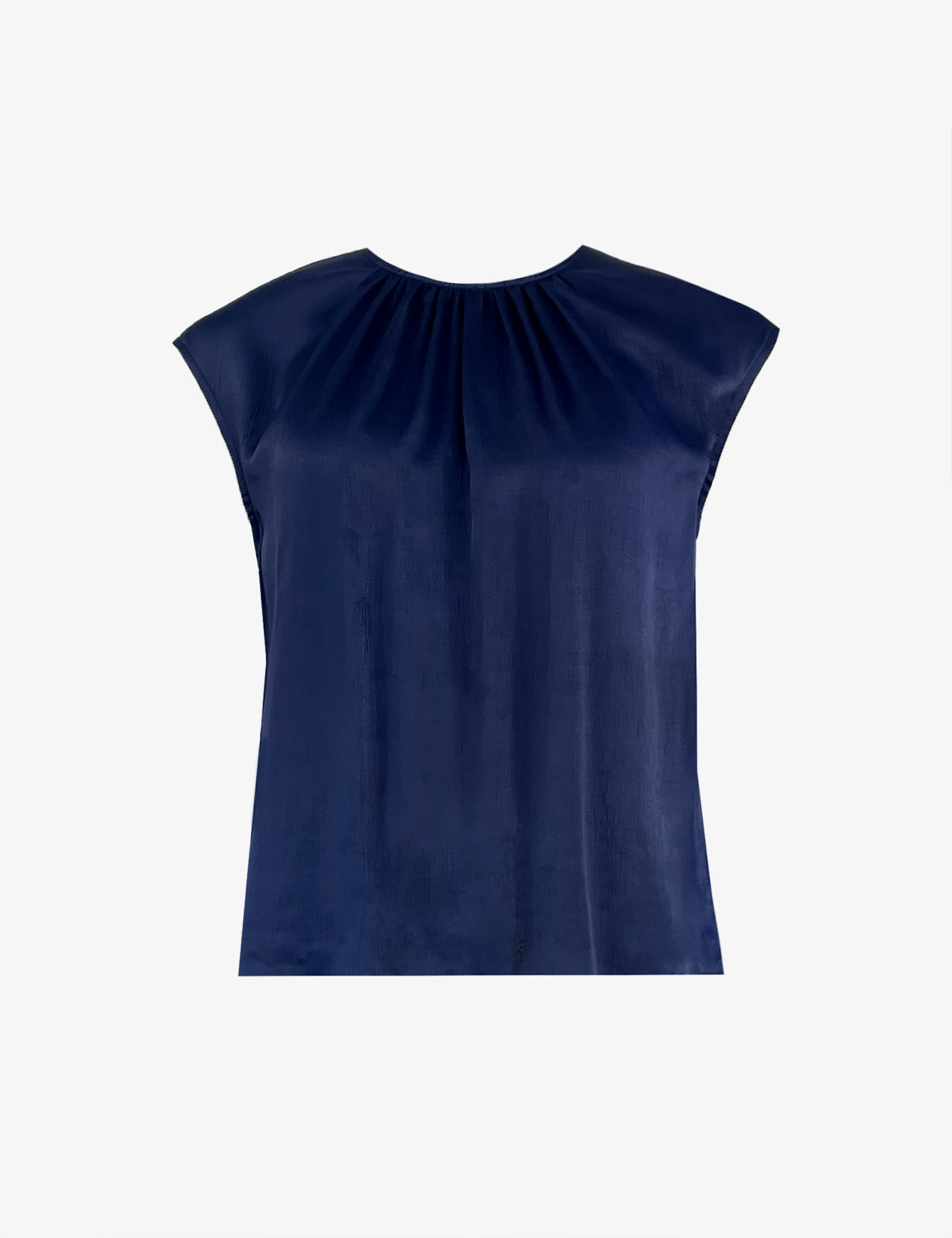 Ro&Zo Women's Satin Gathered Cap Sleeve Top - 16REG - Navy, Navy