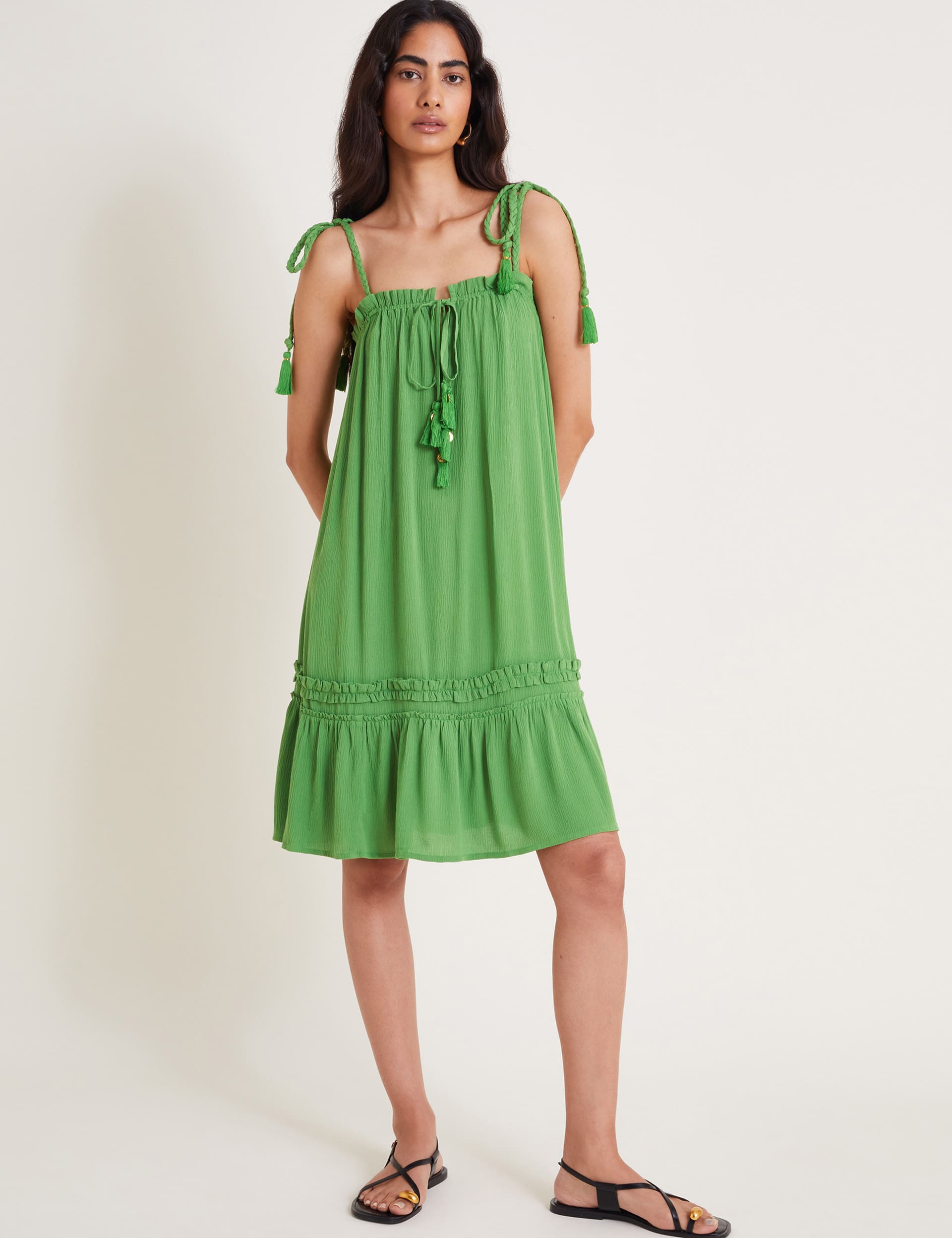 Monsoon Women's Square Neck Mini Slip Dress - Green, Green