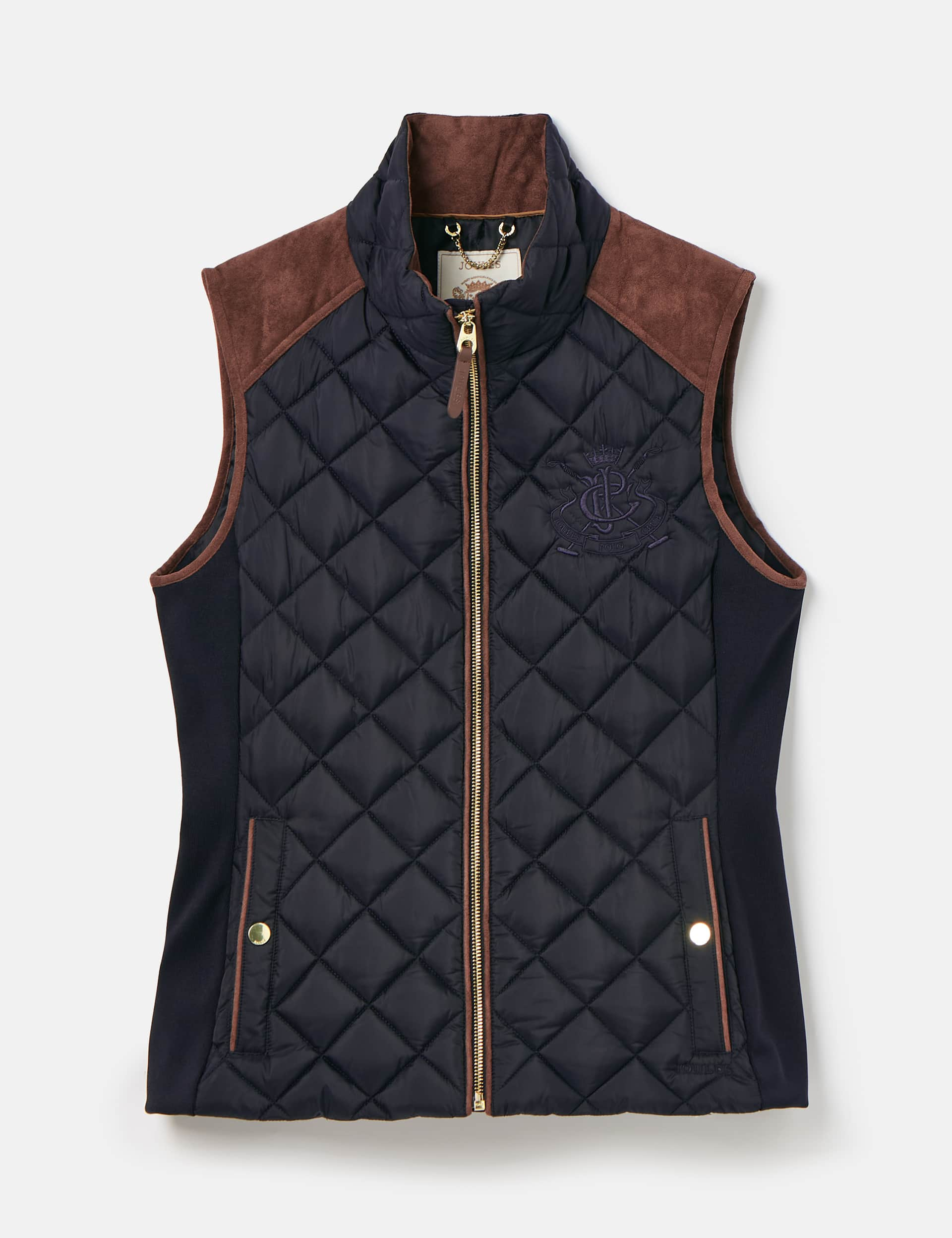 Joules Women's Quilted Funnel Neck Zip Up Gilet - 6 - Navy, Navy