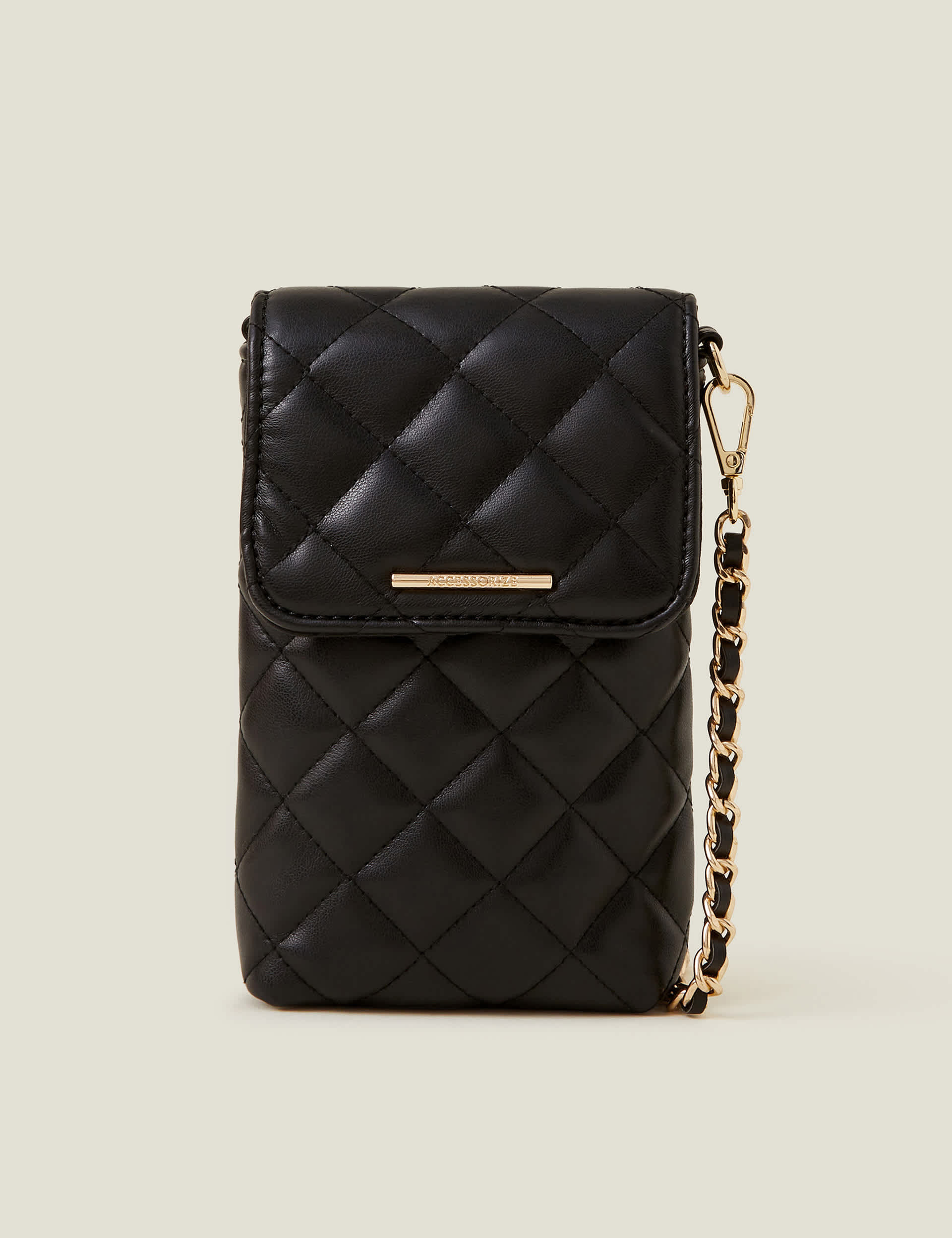 Accessorize Women's Quilted Phone Bag - Black, Black