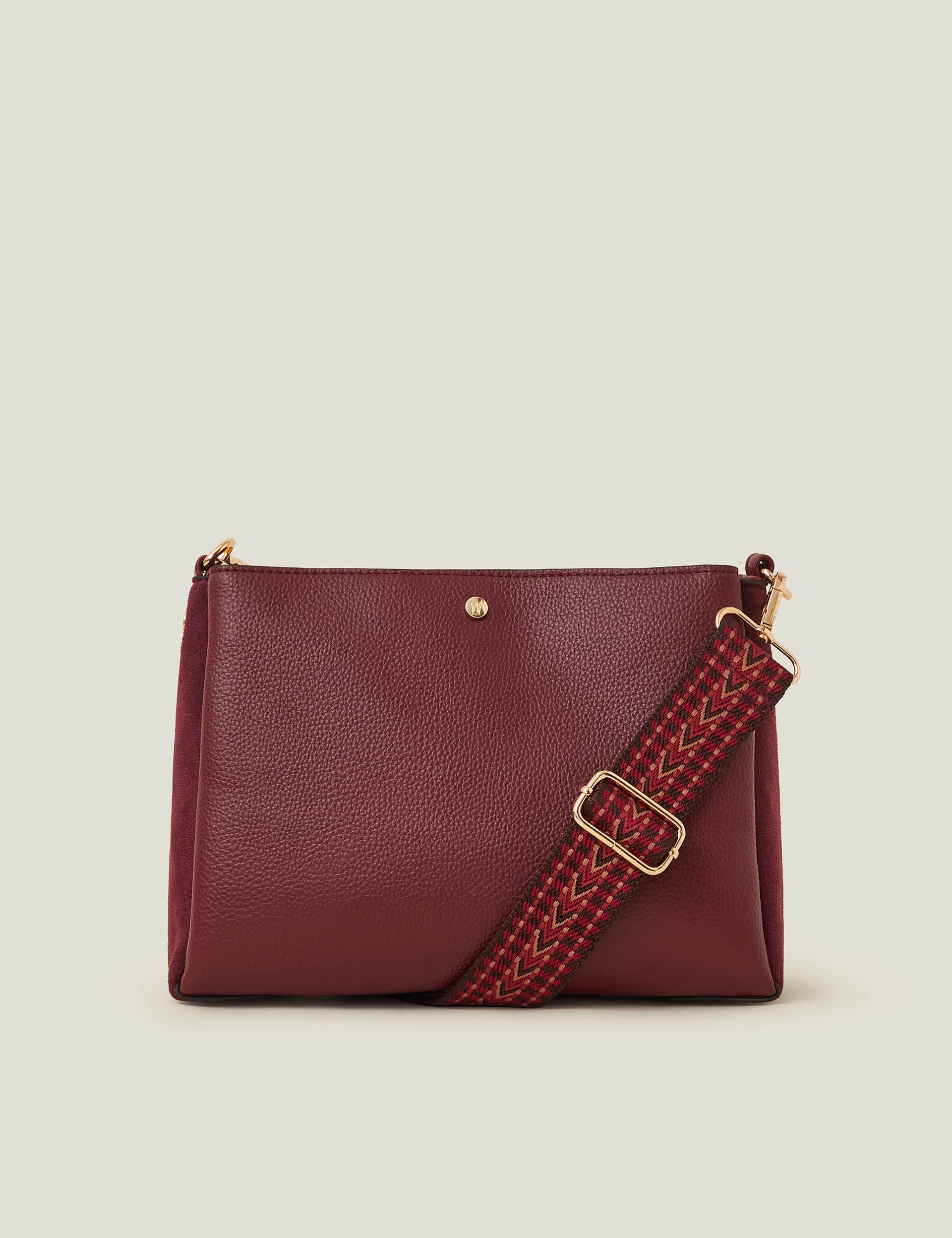 Accessorize Women's Faux Leather Webbing Strap Cross Body Bag - Burgundy, Burgundy