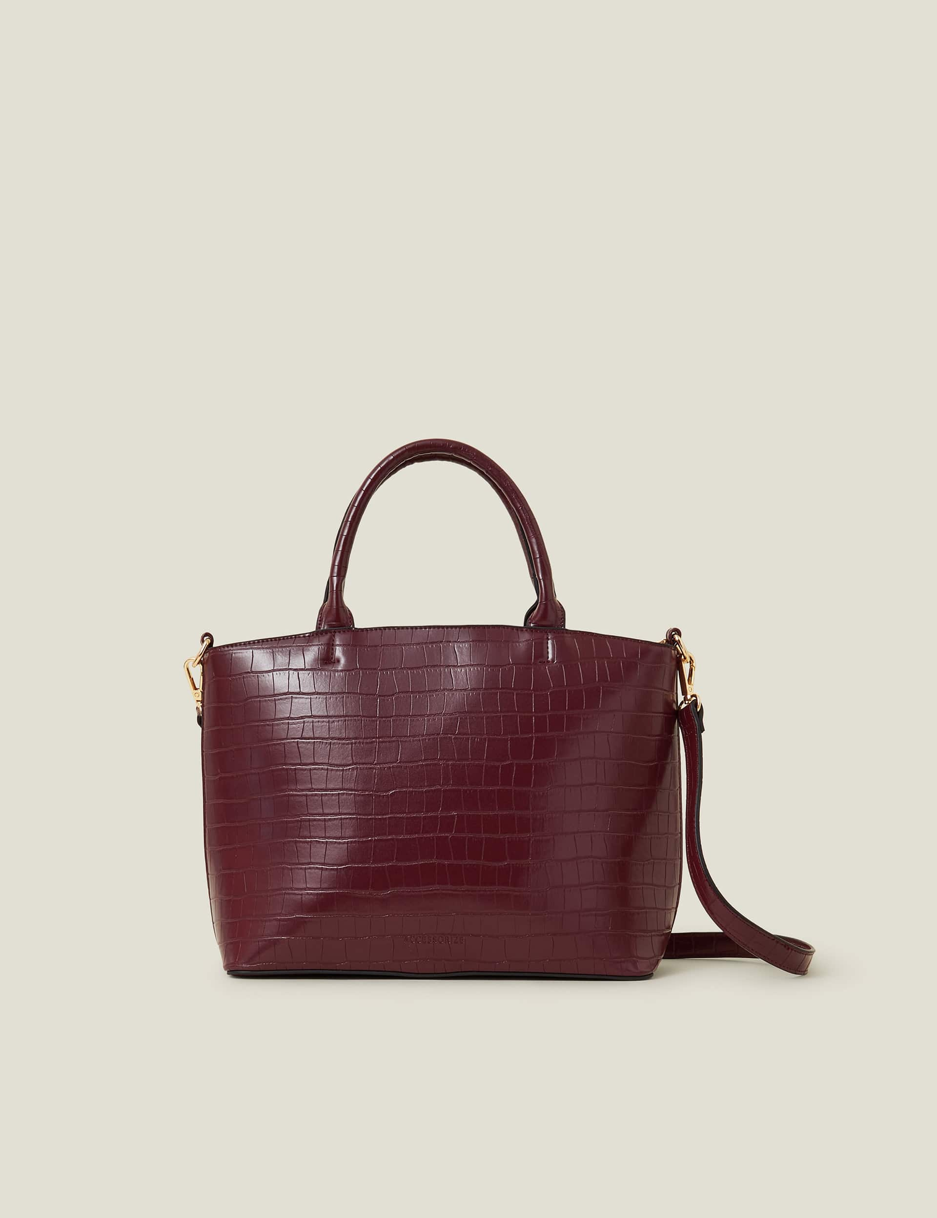 Accessorize Women's Faux Leather Croc Effect Grab Bag - Burgundy, Burgundy